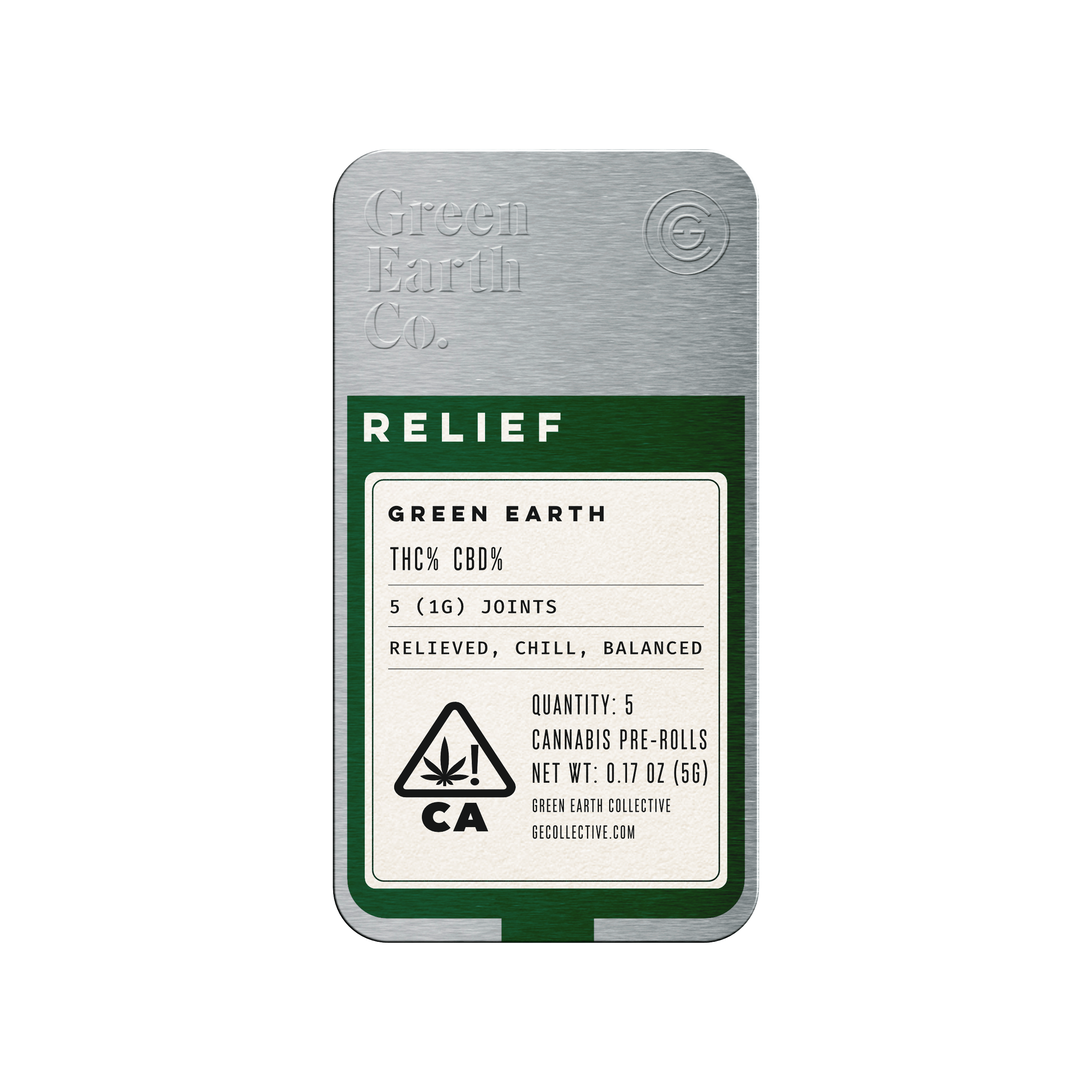 Earth Tins | Cannatonic x Ringo 1:1 Pre Roll 5-Pack - 5g - Green Earth Co. -  - $25 - Pre-Rolls