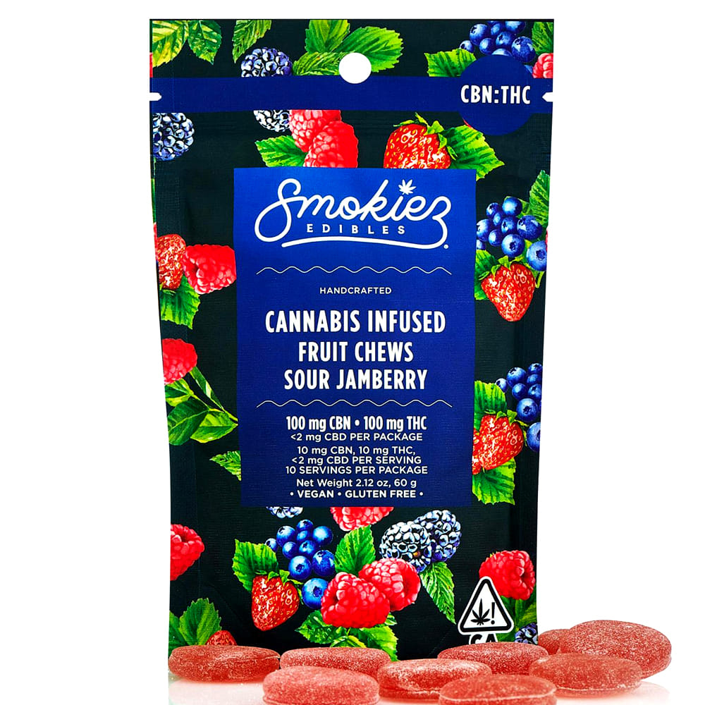 Sour Jamberry 1:1 CBN (H) Fruit Chews 100mg *SPECIAL PRICING* - Smokiez Edibles - Sour Jamberry 1:1 CBN (H) - $14 - Edibles
