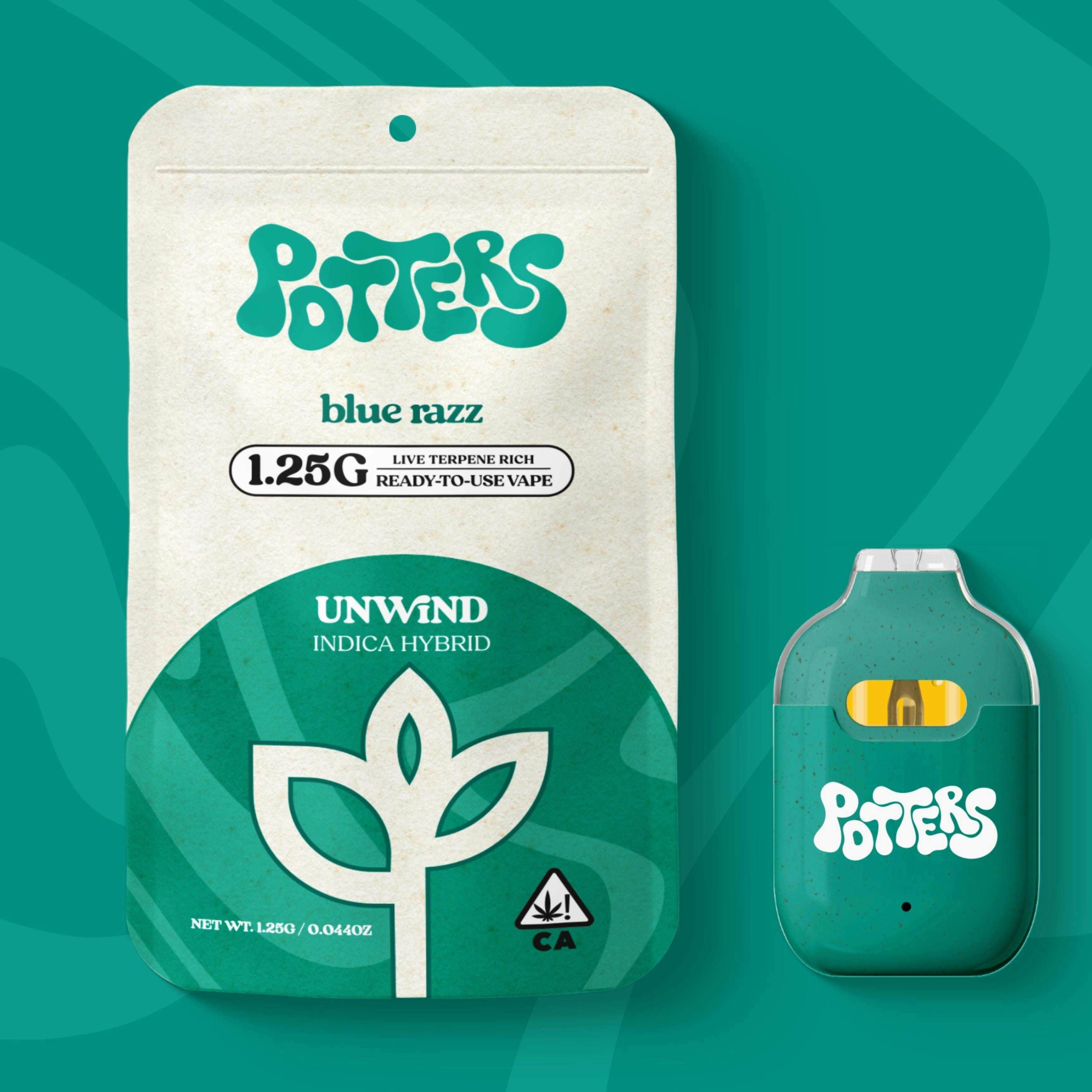 BLUE RAZZ 1.25G DISP - POTTERS -  - $22.57 - Vape Cartridge