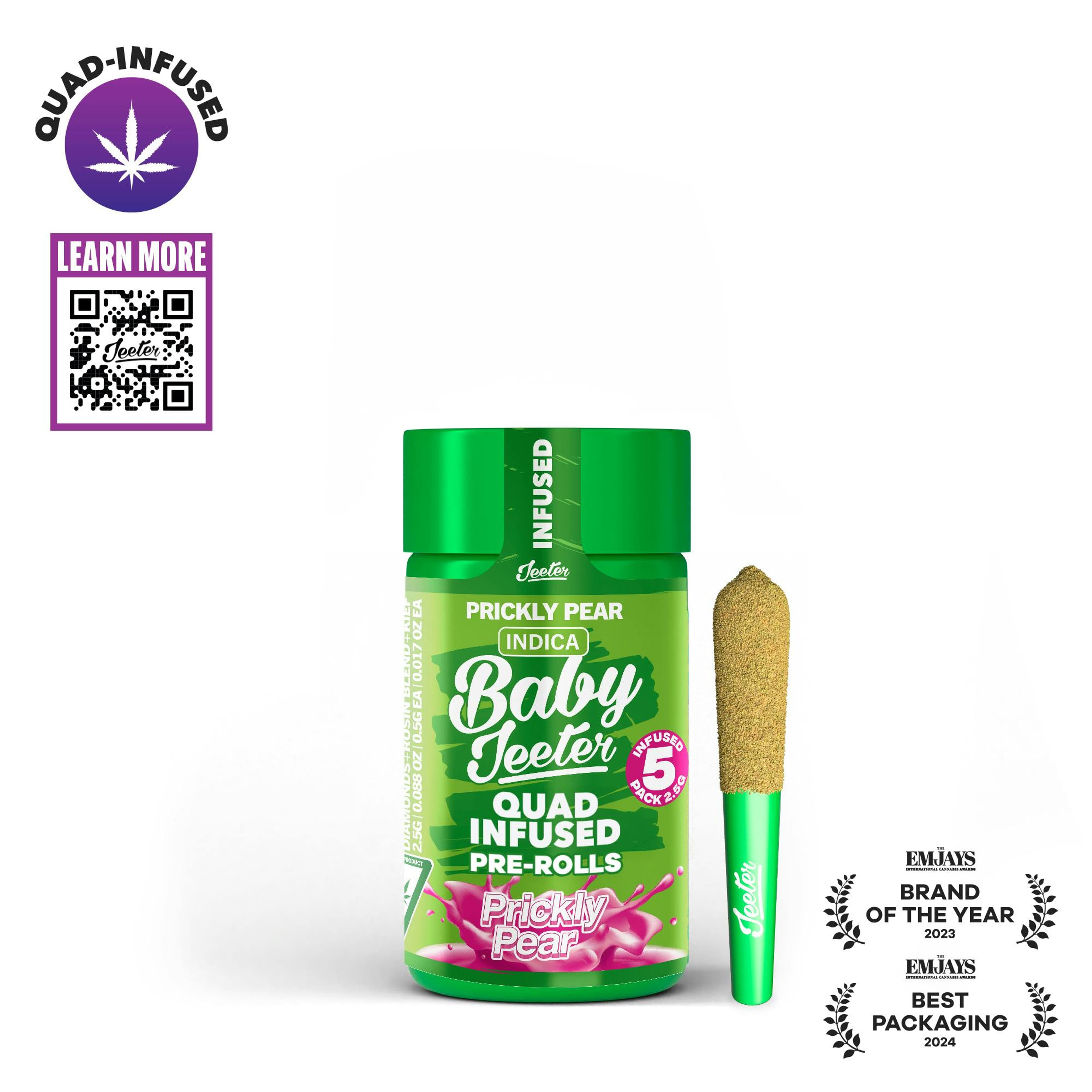 Prickly Pear Baby Jeeter 0.5 x 5 Quad Infused - Jeeter - - $19.45 - Pre-Rolls