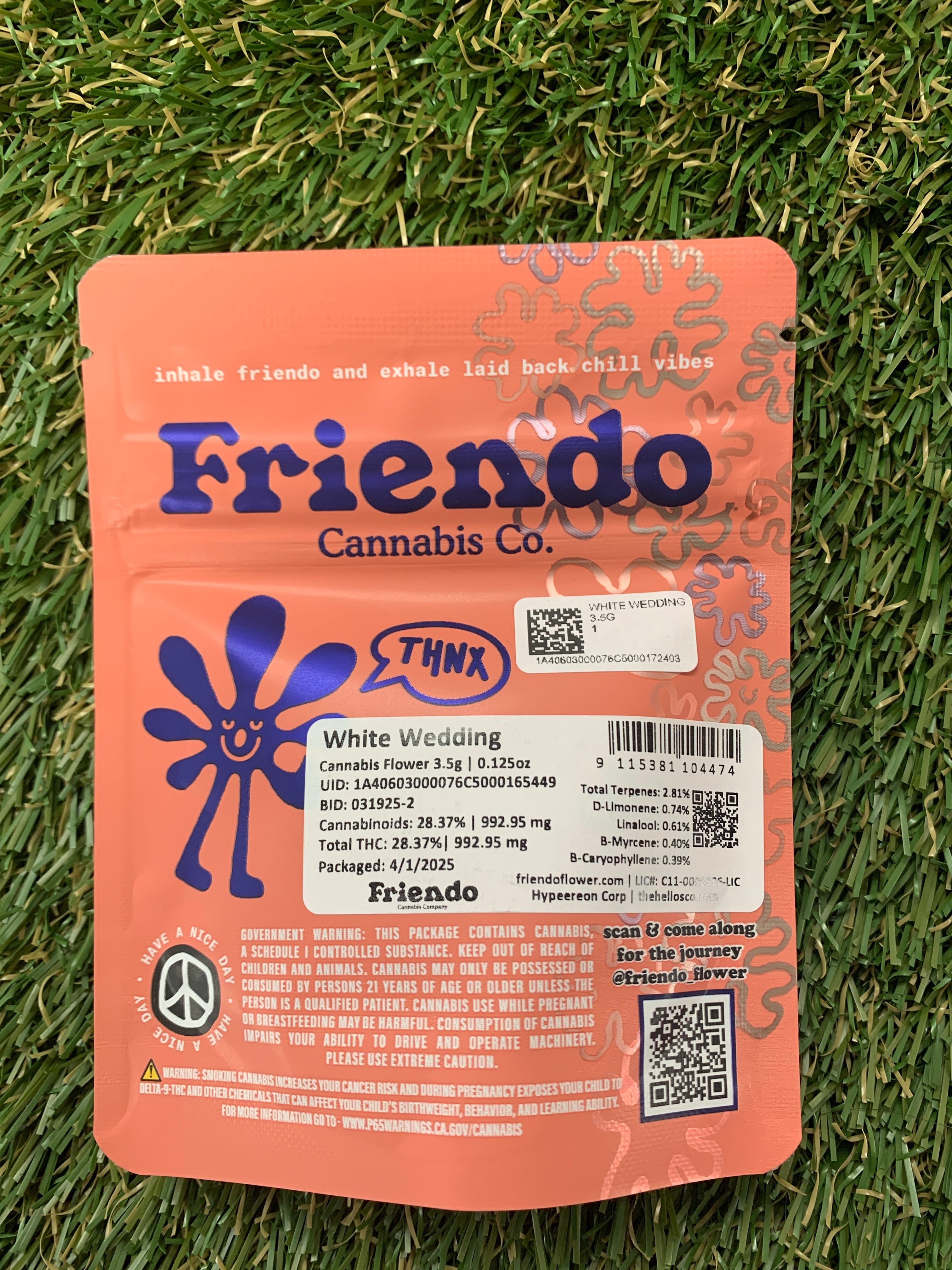 WHITE WEDDING 3.5G - FRIENDO -  - $25.80 - Flower