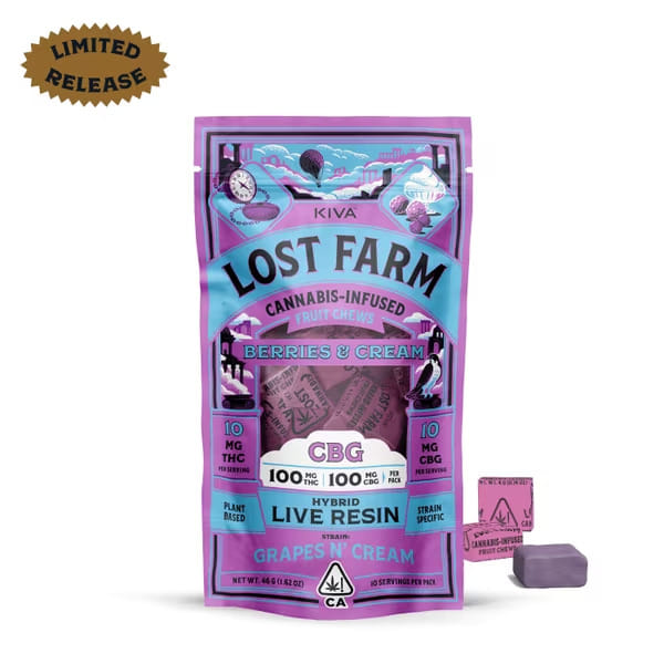 Lost Farms Chews: Berries & Cream / Grapes & Cream CBG - Kiva
