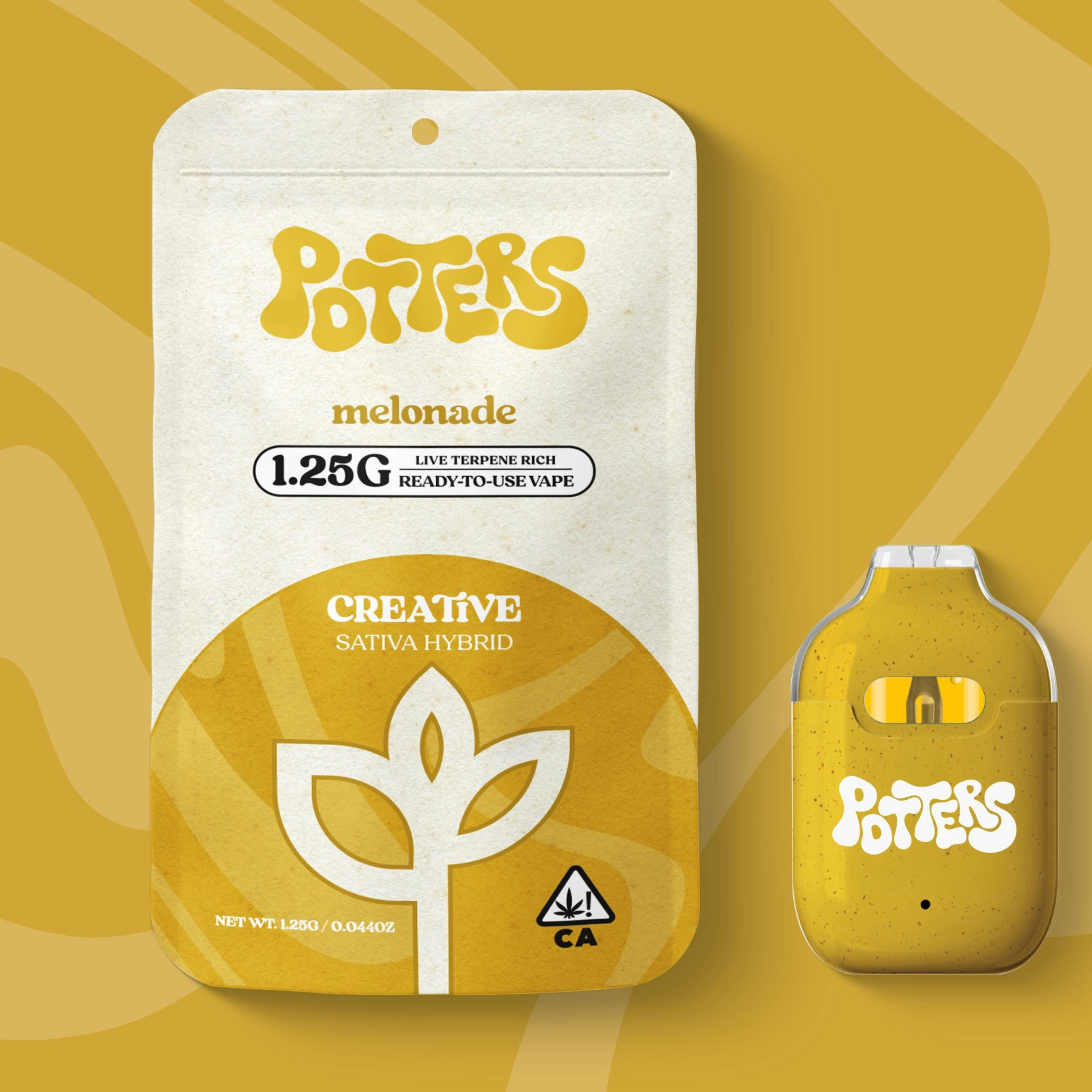 Creative | Melonade Live Terpene Rich Disposable - 1.25g - Potters | Shop Our Highland Park Recreational Dispensary: Green Earth Creative | Melonade Live Terpene Rich Disposable - 1.25g - Potters | Shop Our Highland Park Recreational Dispensary: Green Earth