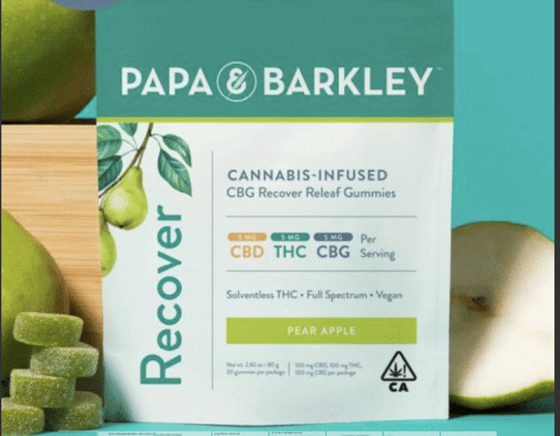 CBG Recover Releaf Gummies - PAPA & BARKLEY - Pear Apple - $29 - Edibles
