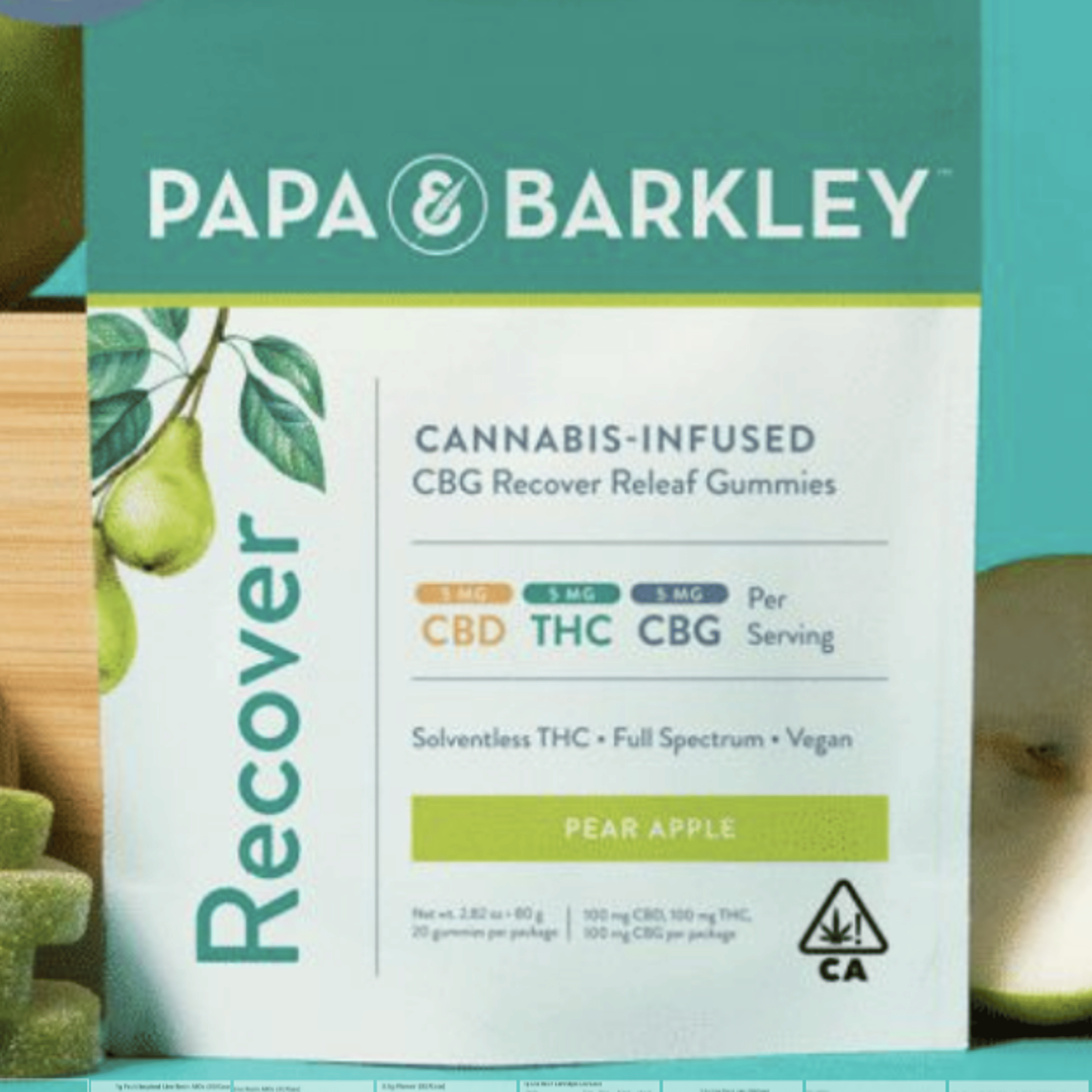 CBG Recover Releaf Gummies - PAPA & BARKLEY - Pear Apple - $29 - Edibles