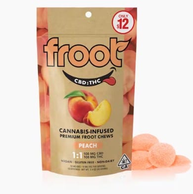 $16.66 1:1 Peach 10pc Froot gummy Gummy 100mg - froot -  - $12 - Edibles