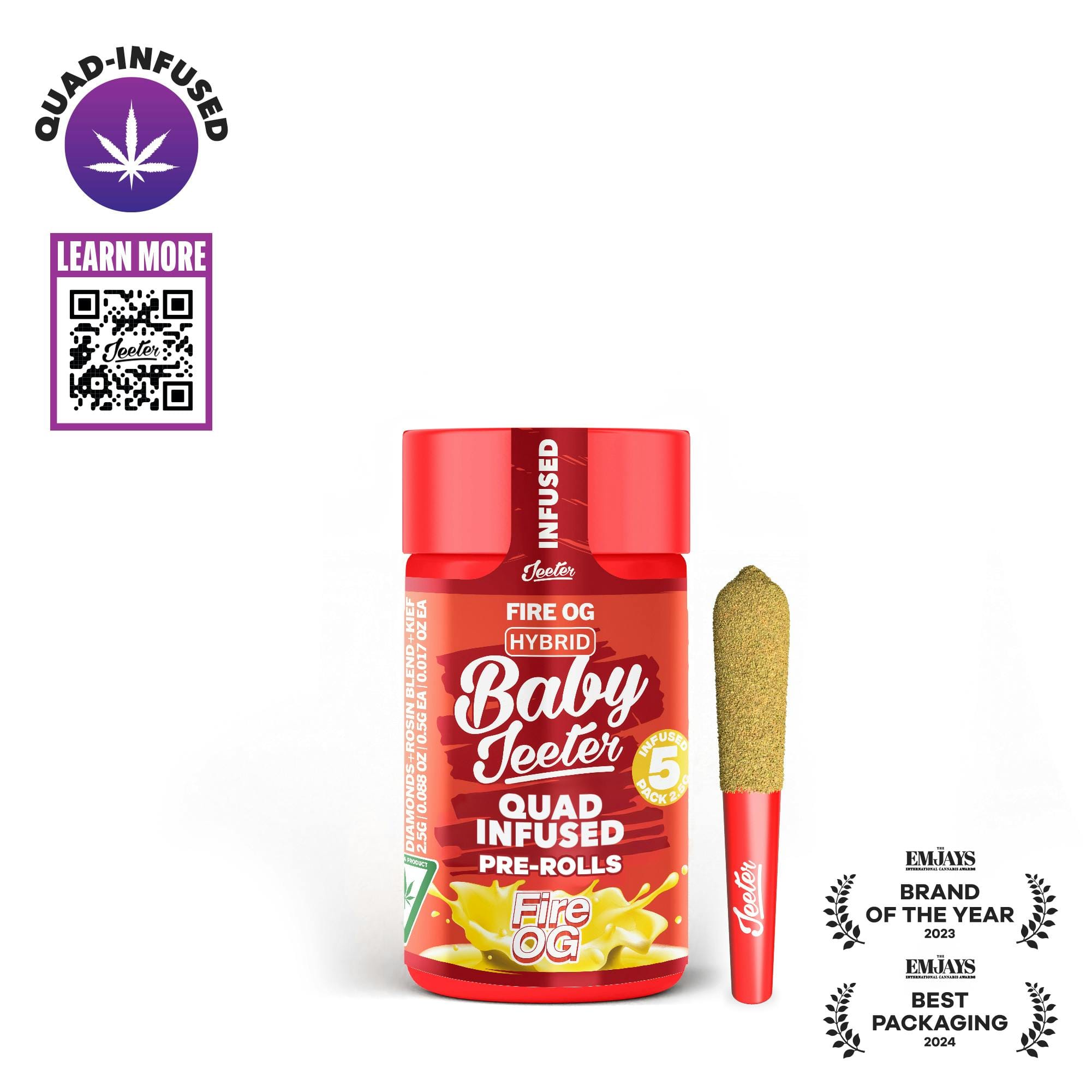 Baby Jeeter | Quad-Infused - Fire OG - Jeeter -  - $40 - Infused Pre-Rolls