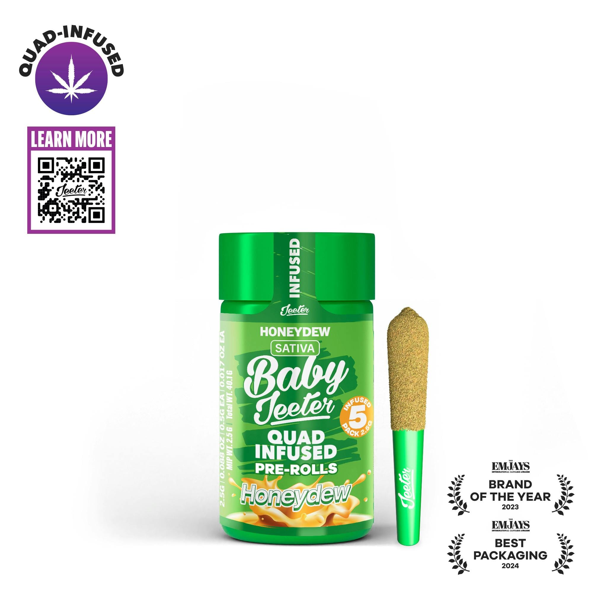 Honeydew Infused baby jeeter 0.5g x 5 - Jeeter -  - $19.45 - Pre-Rolls