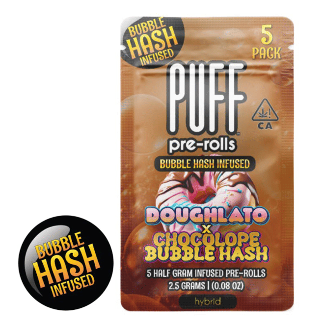 Puff Bubble Hash Infused Pre Roll 5 Pack - Puff - Doughlato x Chocolope - $24.99 - Pre-Rolls