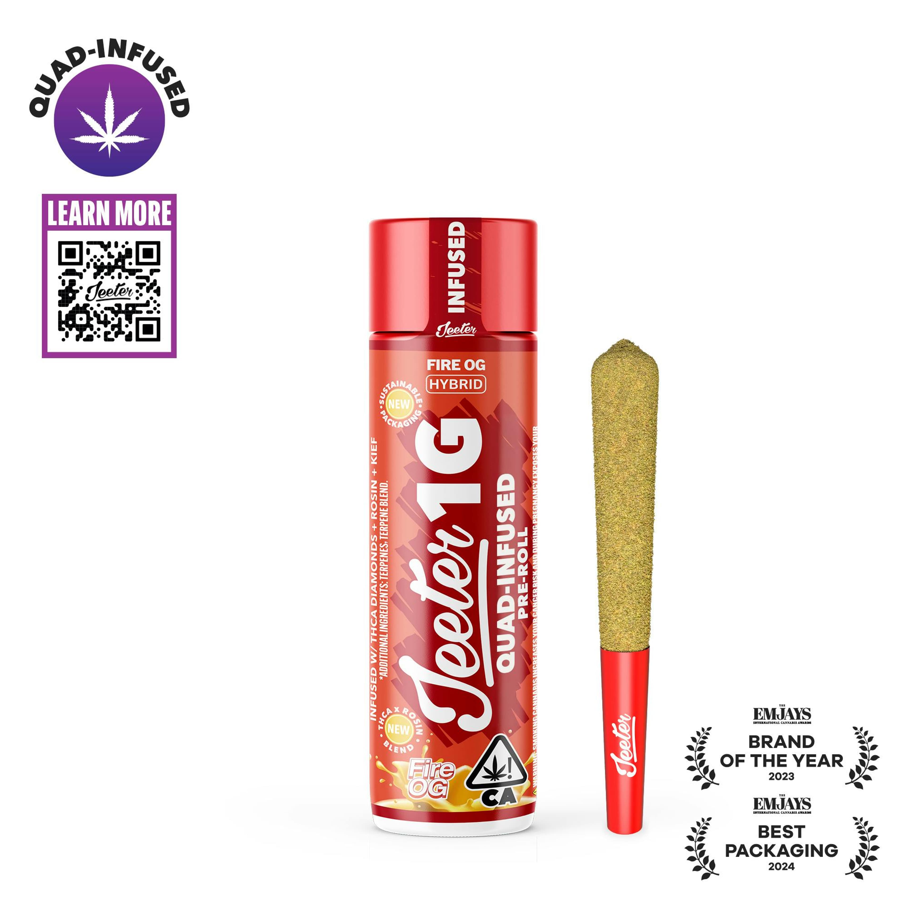Fire OG 1g Quad Infused Joint - Jeeter - - $10.80 - Pre-Rolls
