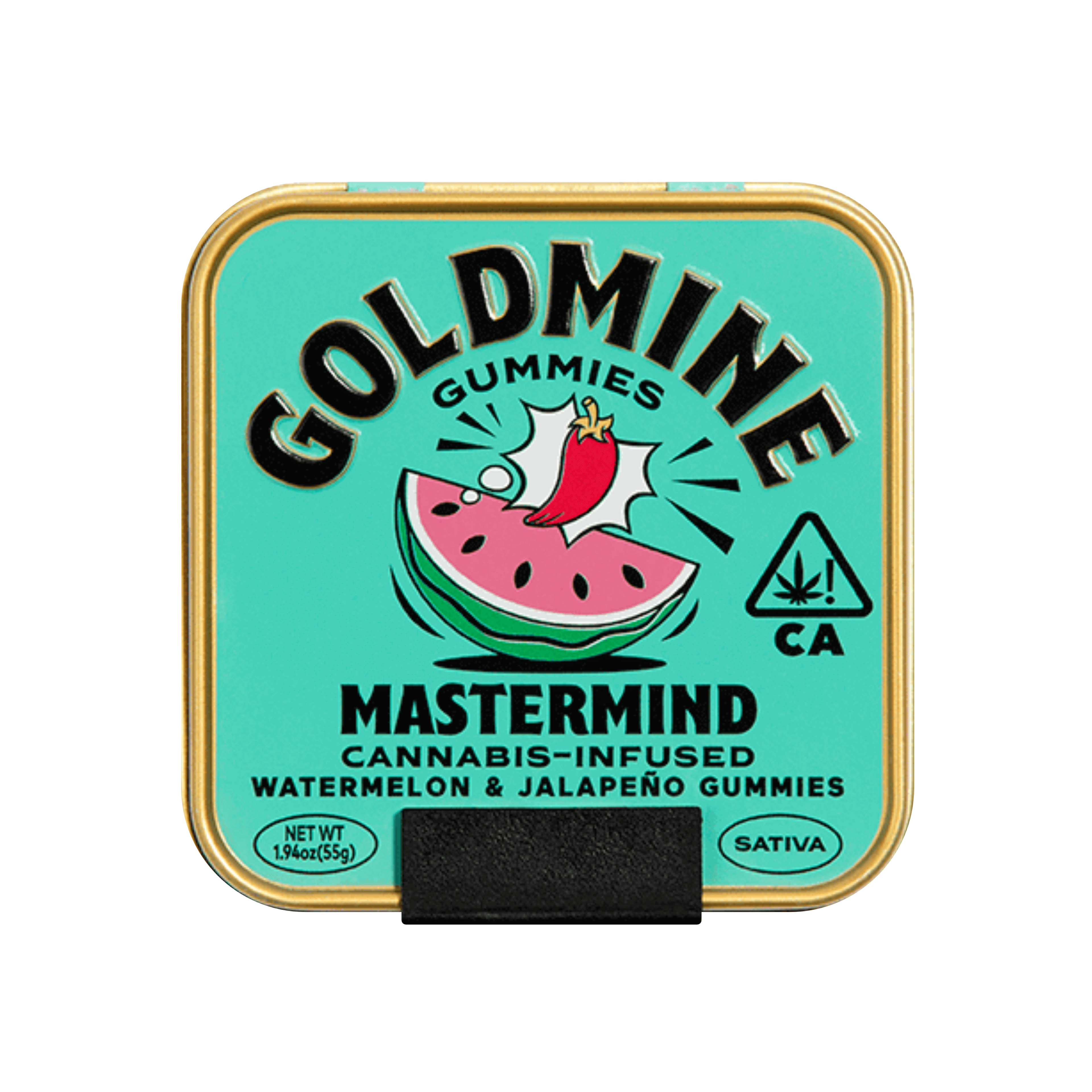Tin: "Mastermind " Watermelon Jalapeno Gummies - 100mg - Goldmine Gummies - - $16 - Edibles