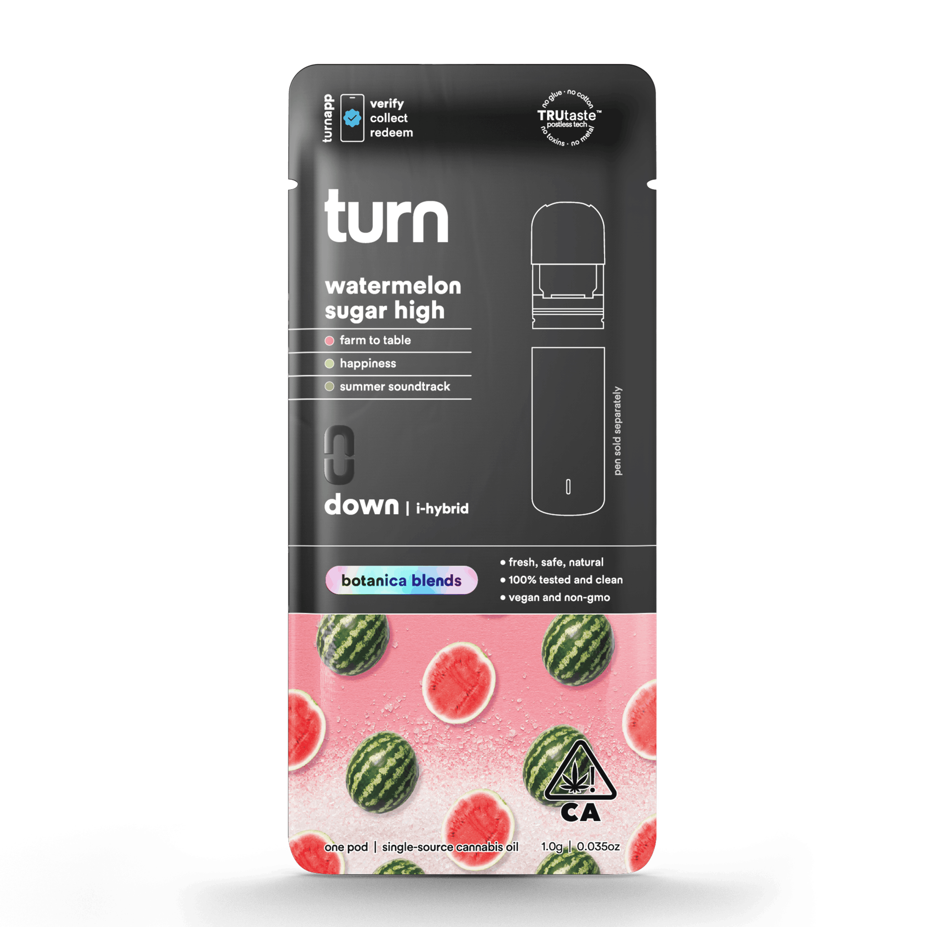 1.0g pod | watermelon sugar high | botanica blends | down | - Turn - 1.0g pod | watermelon sugar high Turn - $35 - Vape Pens