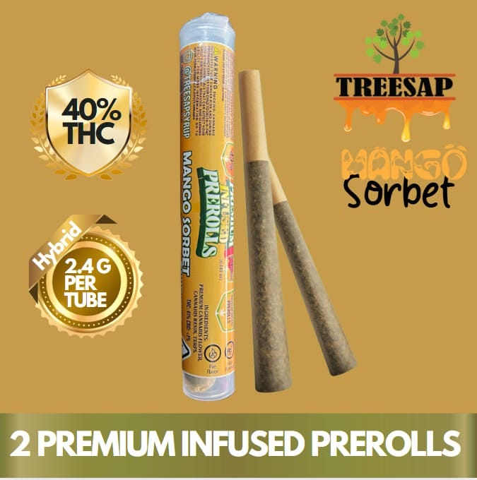 Treesap | 1.2gx2pk - Mango Sorbet - Infused Pre-Rolls - Treesap -  - $14.75 - Pre-Rolls
