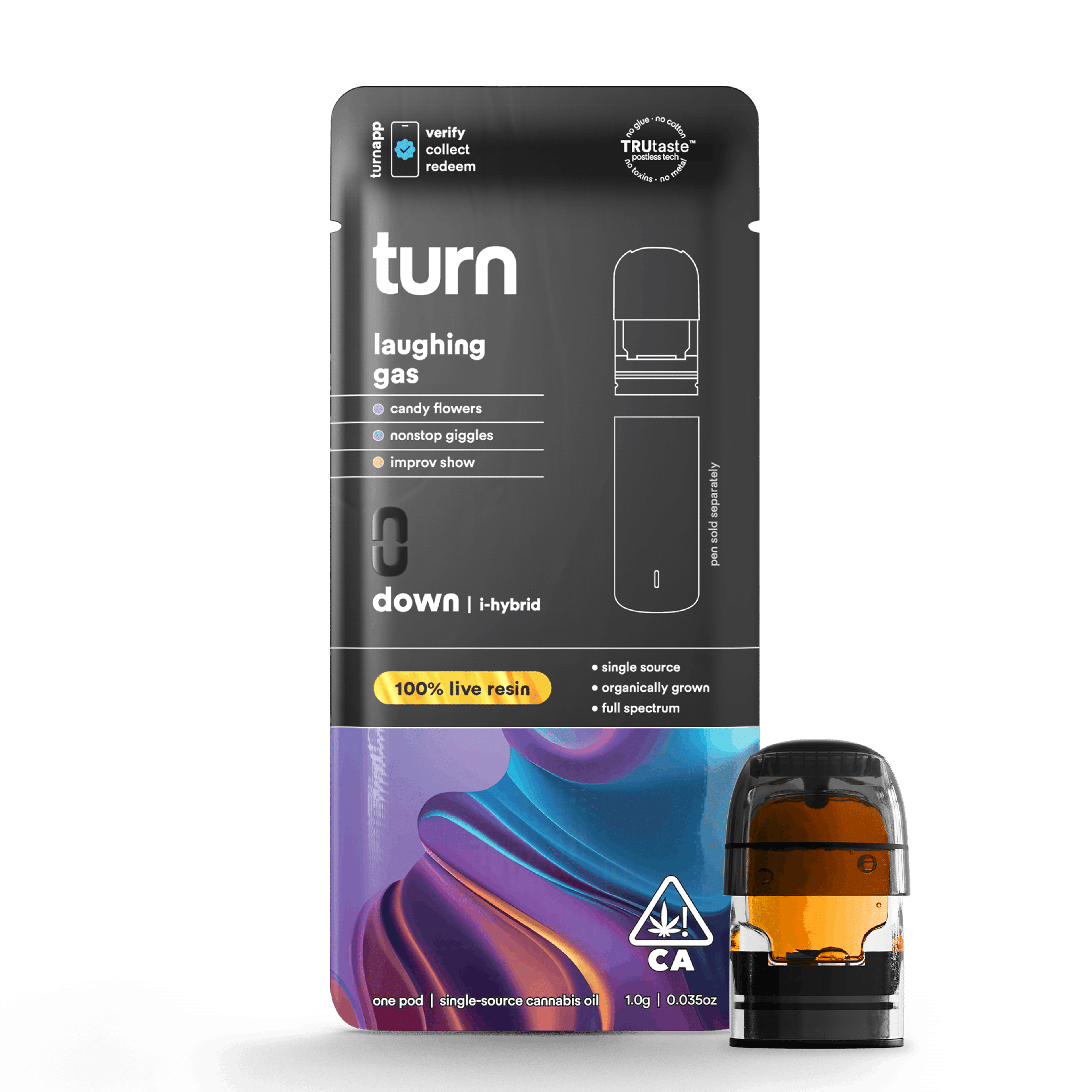 Turn Down Live Resin POD | 1g - Laughing Gas - Indica Hybrid - Turn - - $36 - Vape Carts