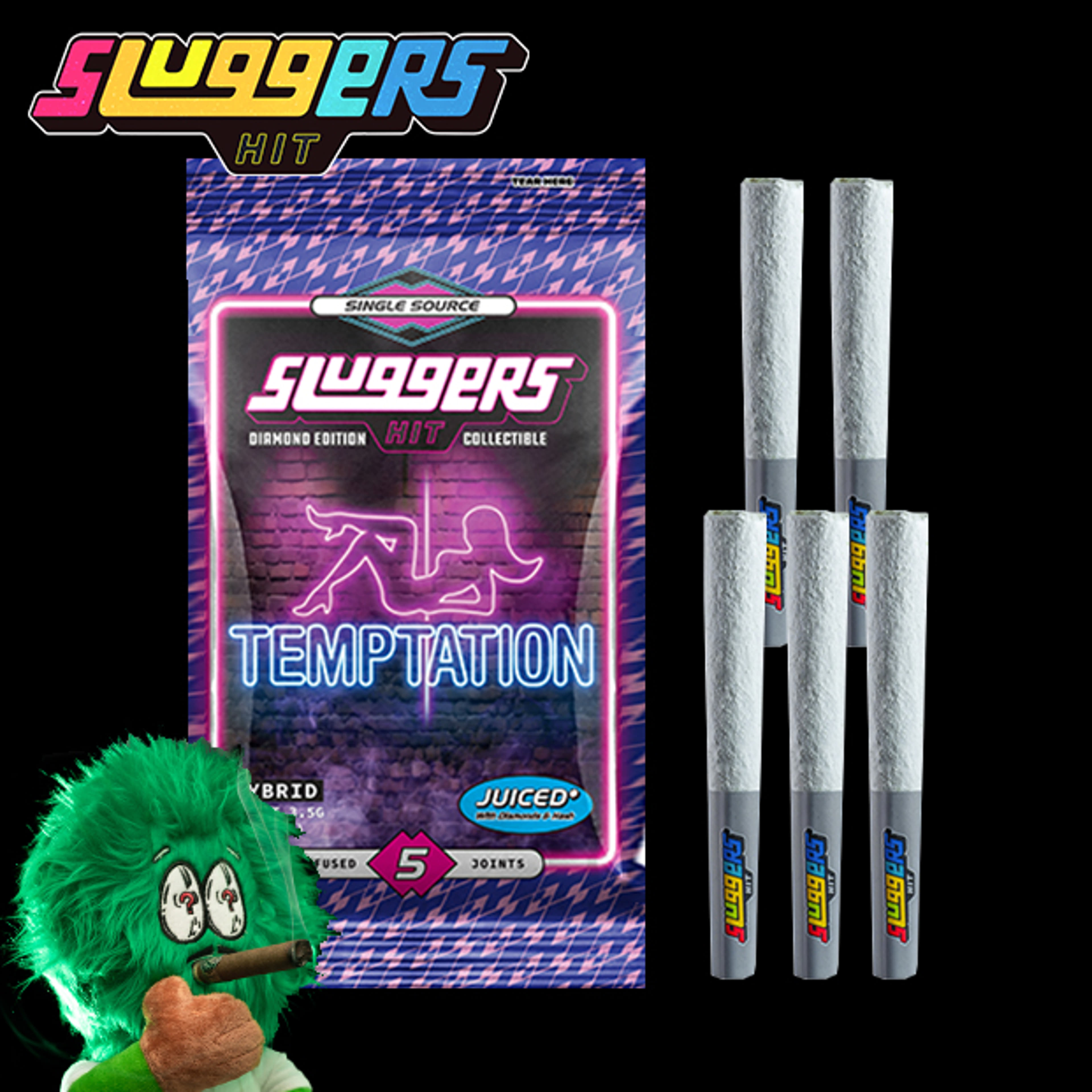 Sluggers - Temptation - Diamond Edition - Infused Pre-Rolls (5 Pack) - 3.5g - Sluggers - 5 Pack - $35.99 - Pre-Rolls