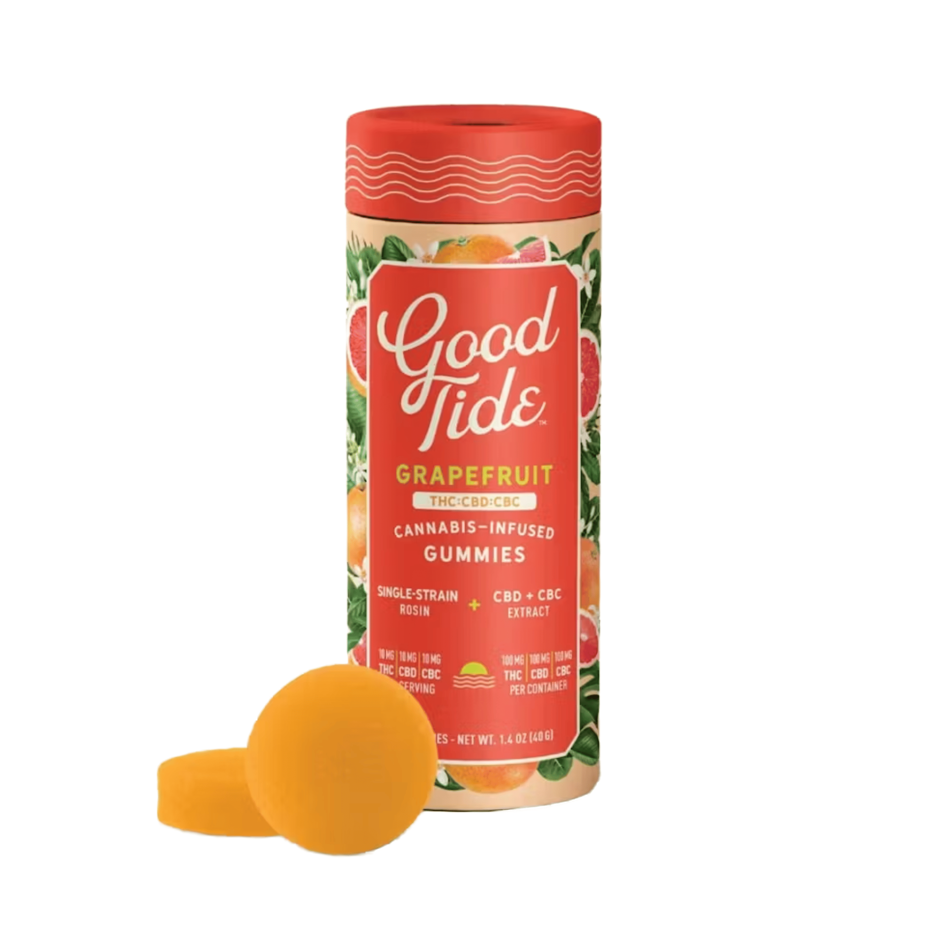 Grapefruit Solventless Hash Rosin Gummies | Blissful 1:1:1 THC:CBD:CBC - Good Tide -  - $22 - Edibles