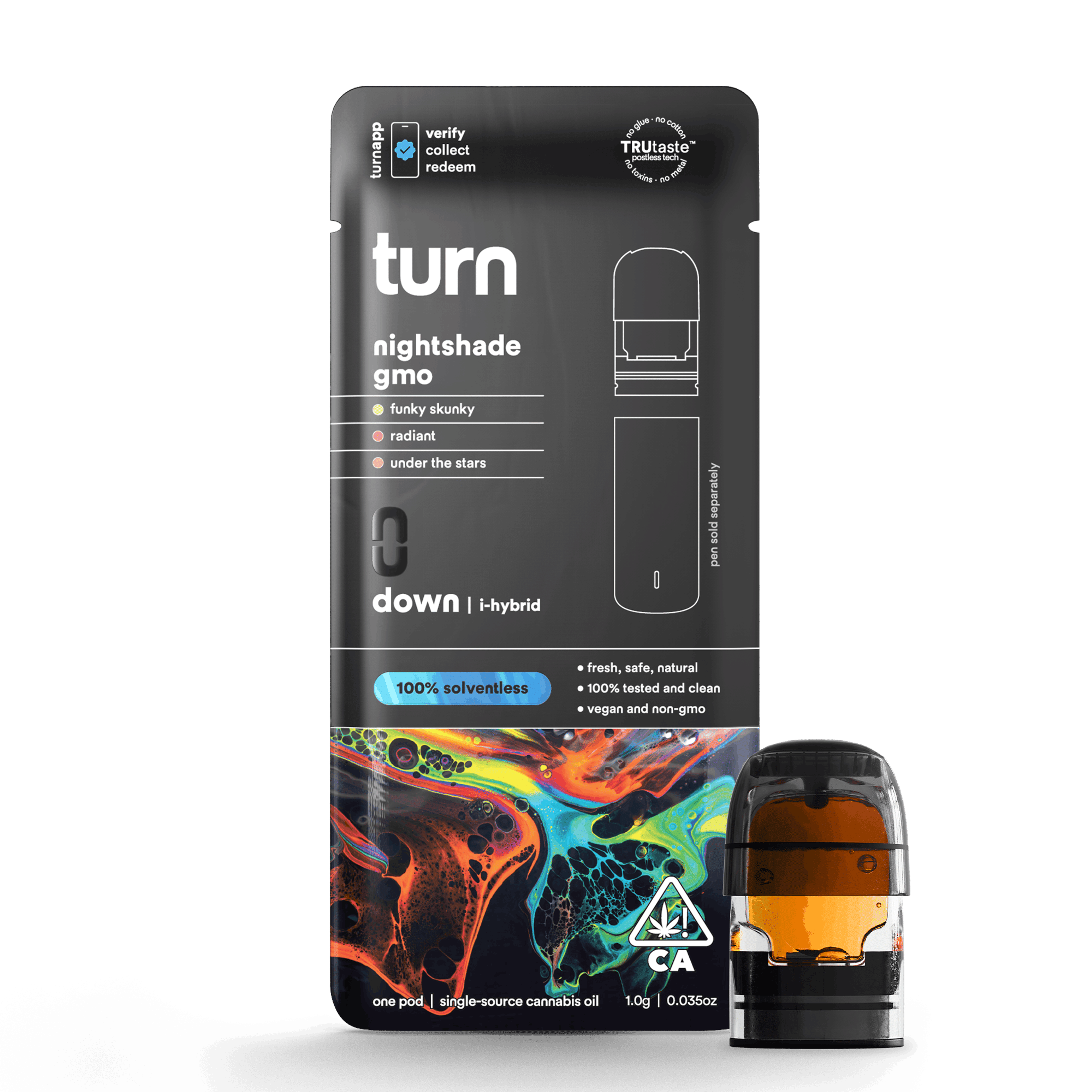 turn: 0.5g pod | nightshade gmo | 100% solventless | down | - turn - - $50 - Pods