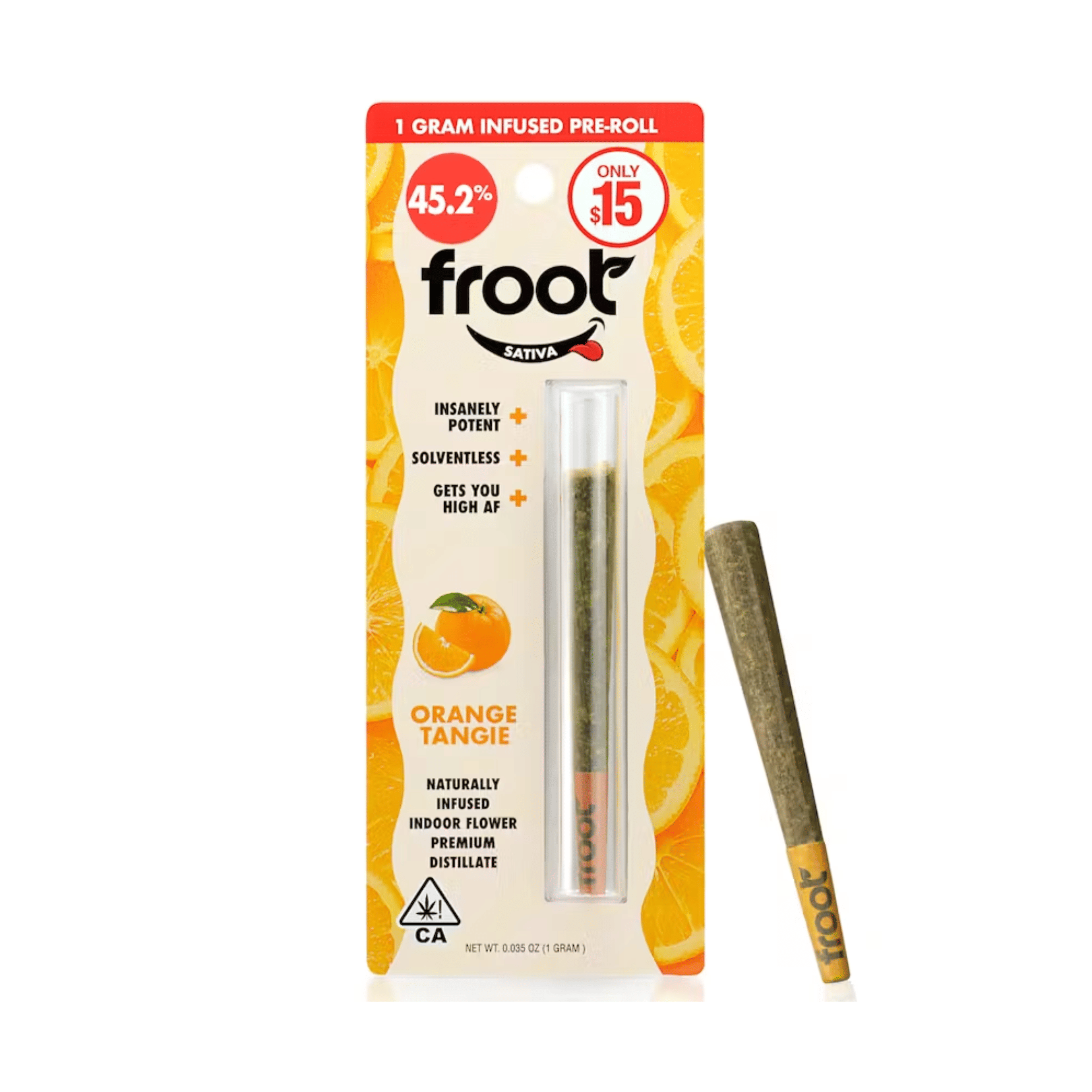 Orange Tangie Infused Pre-Roll - 1g - Froot - - $15 - Infused Pre-Rolls