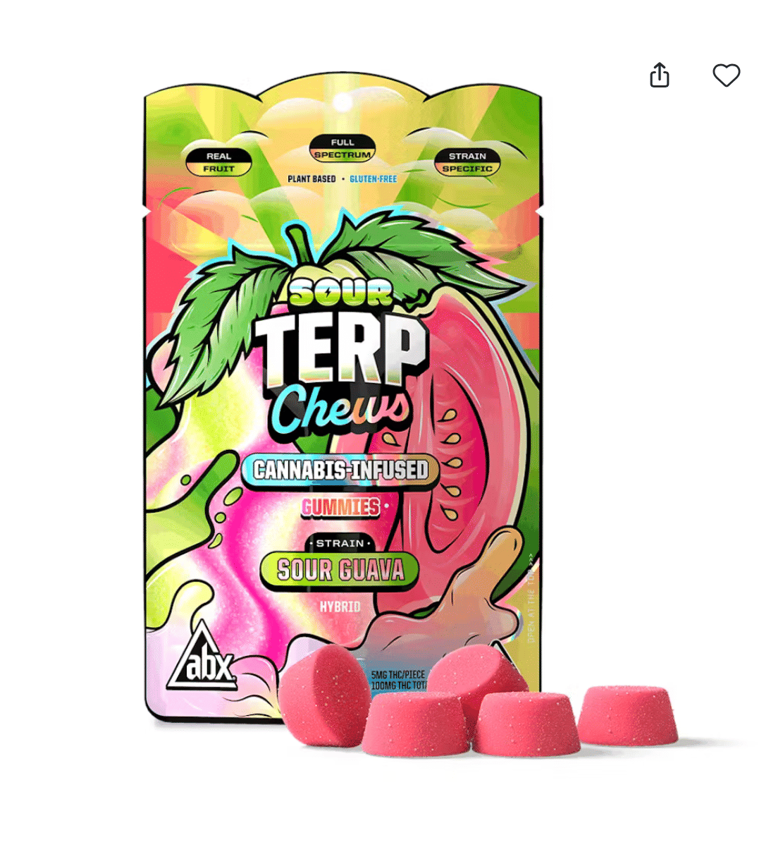 Sour Guava Terp Chews - 100mg - ABX - Gummy - Hybrid - $12 - Gummies