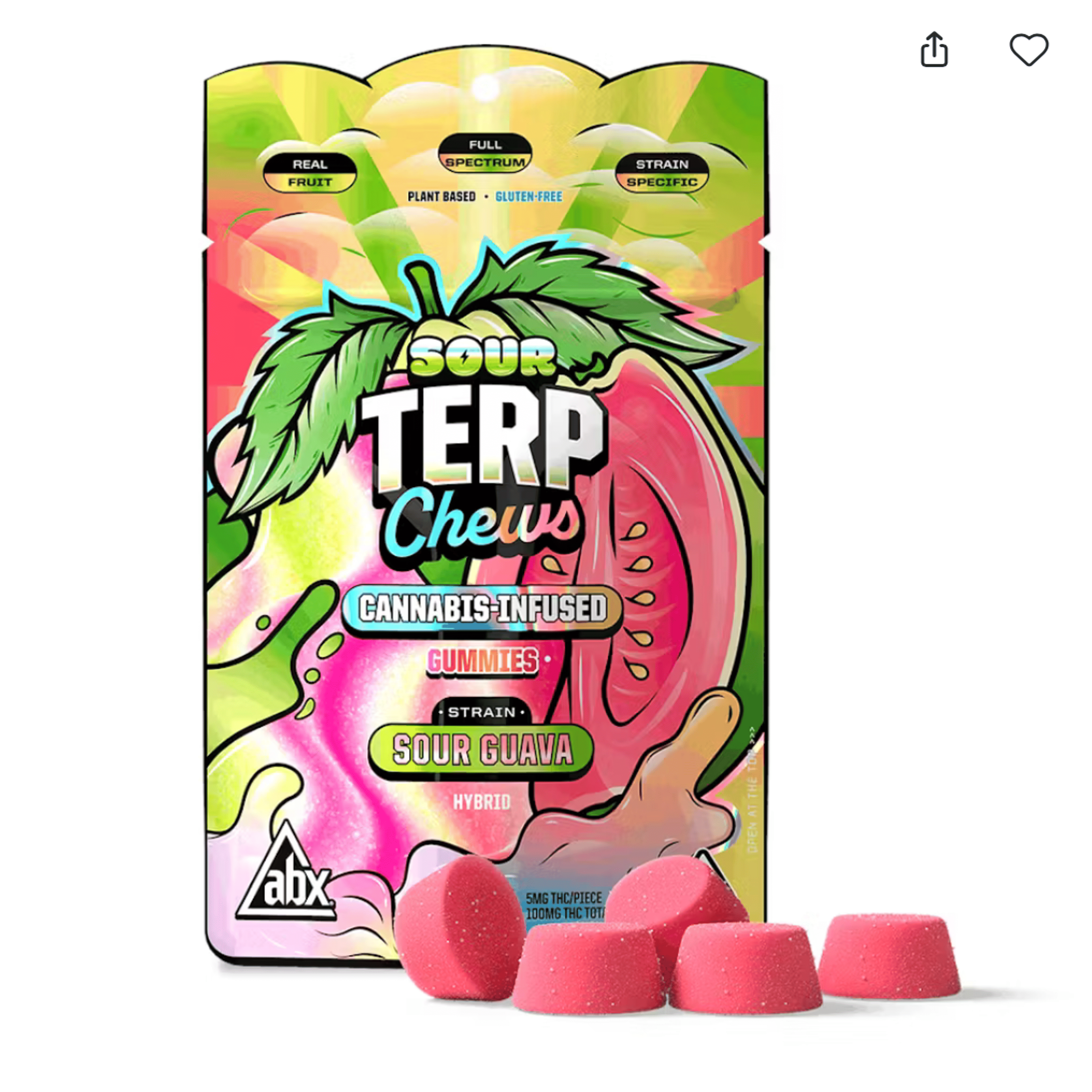Sour Guava Terp Chews - 100mg - ABX - Gummy - Hybrid - $12 - Gummies