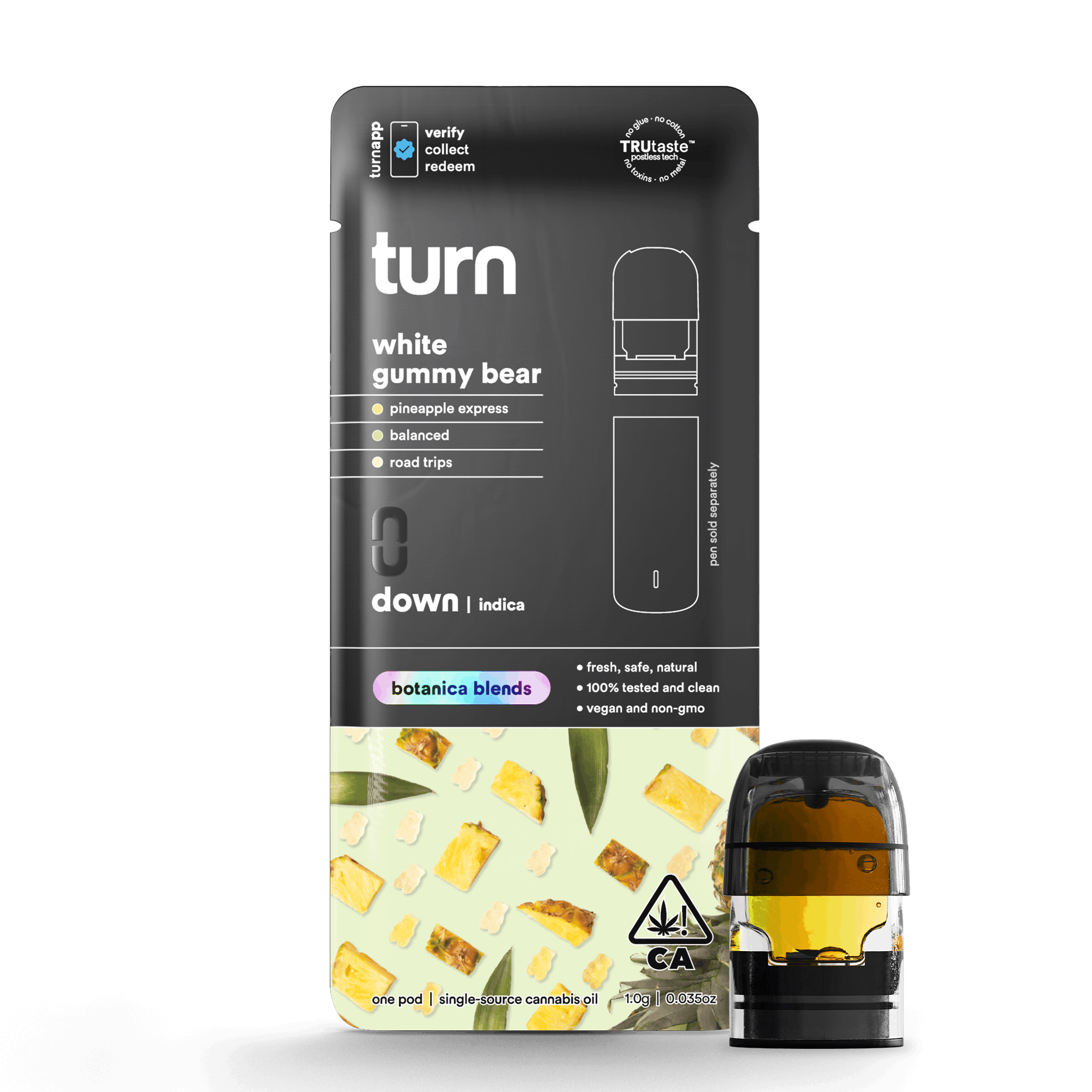 1.0g pod | white gummy bear | botanica blends | down | - Turn - 1.0g pod | white gummy bear Turn - $35 - Vape Pens