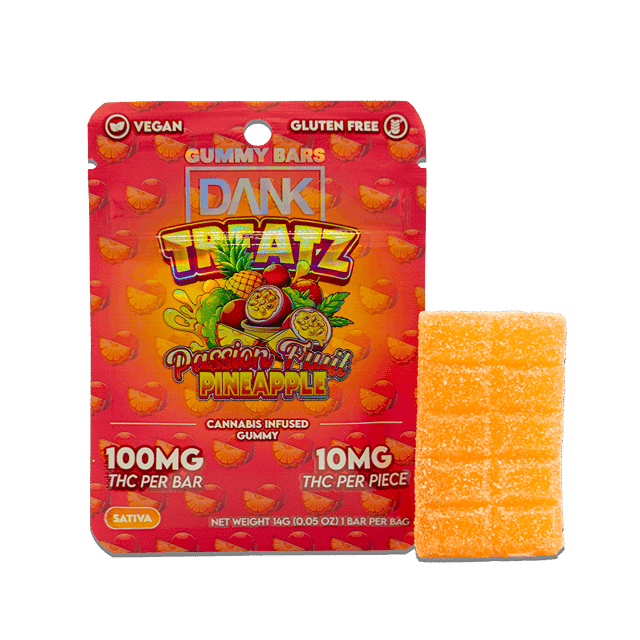 Dank Treatz Gummy Bar - Passionfruit Pineapple (100mg Sativa) *NEXTDAY DELIVERY ONLY*