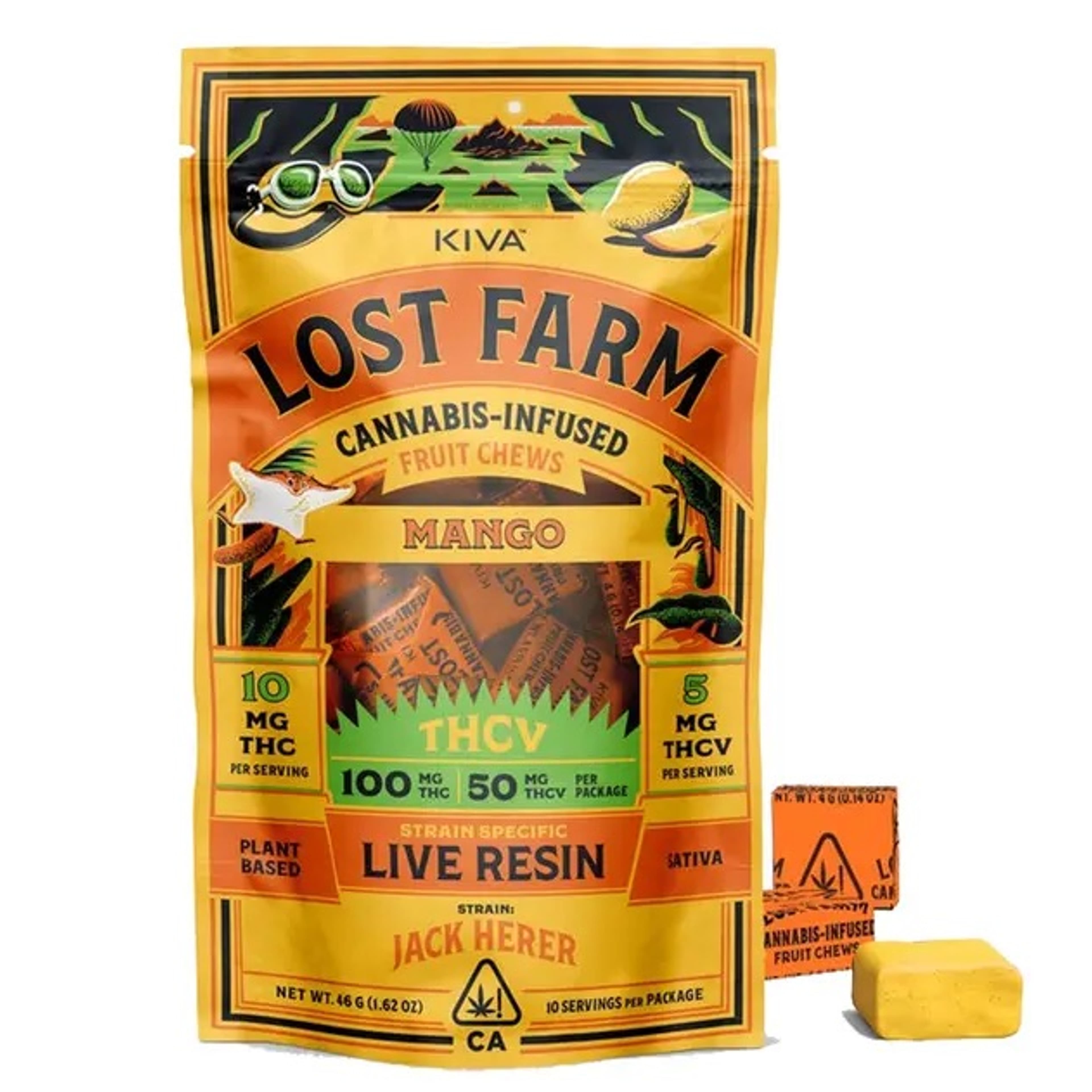 THC-V Mango Amarelo | Solventless Live Rosin Chews - Lost Farm - - $30 - Edibles
