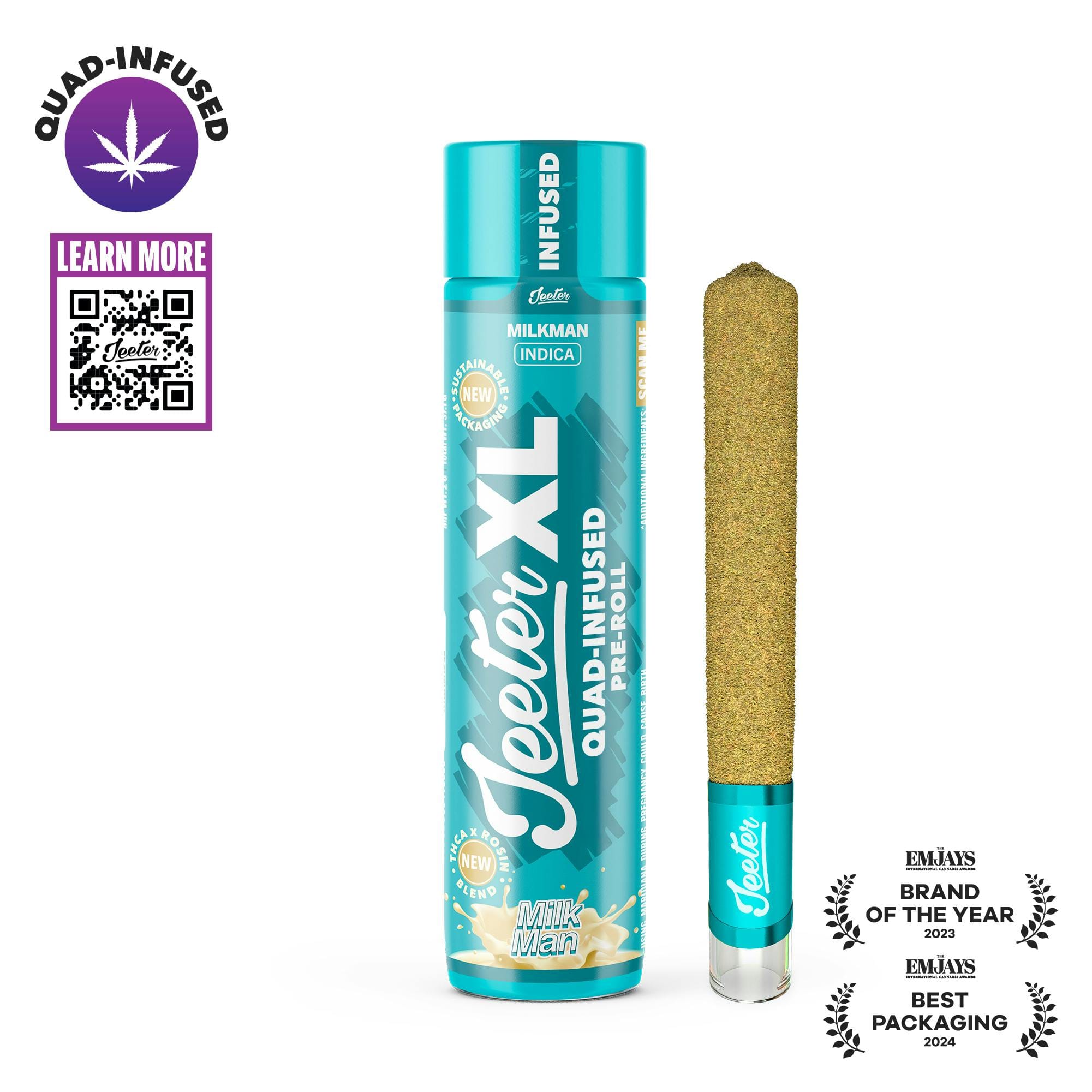 XL Quad Infused | Milkman (I) Rosin + THCa Diamond Infused Pre Roll - 2g - Jeeter -  - $40 - Infused Pre-Rolls