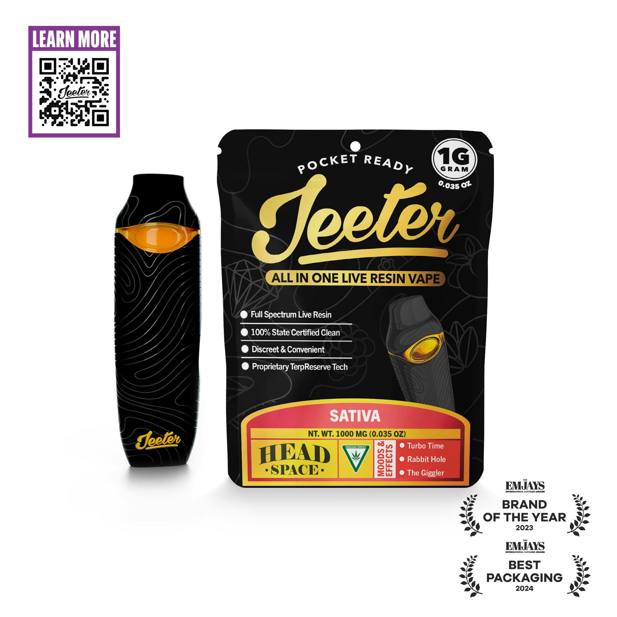 Head Space All In One Live Resin Vape - 1g - Jeeter -  - $38.75 - Disposables