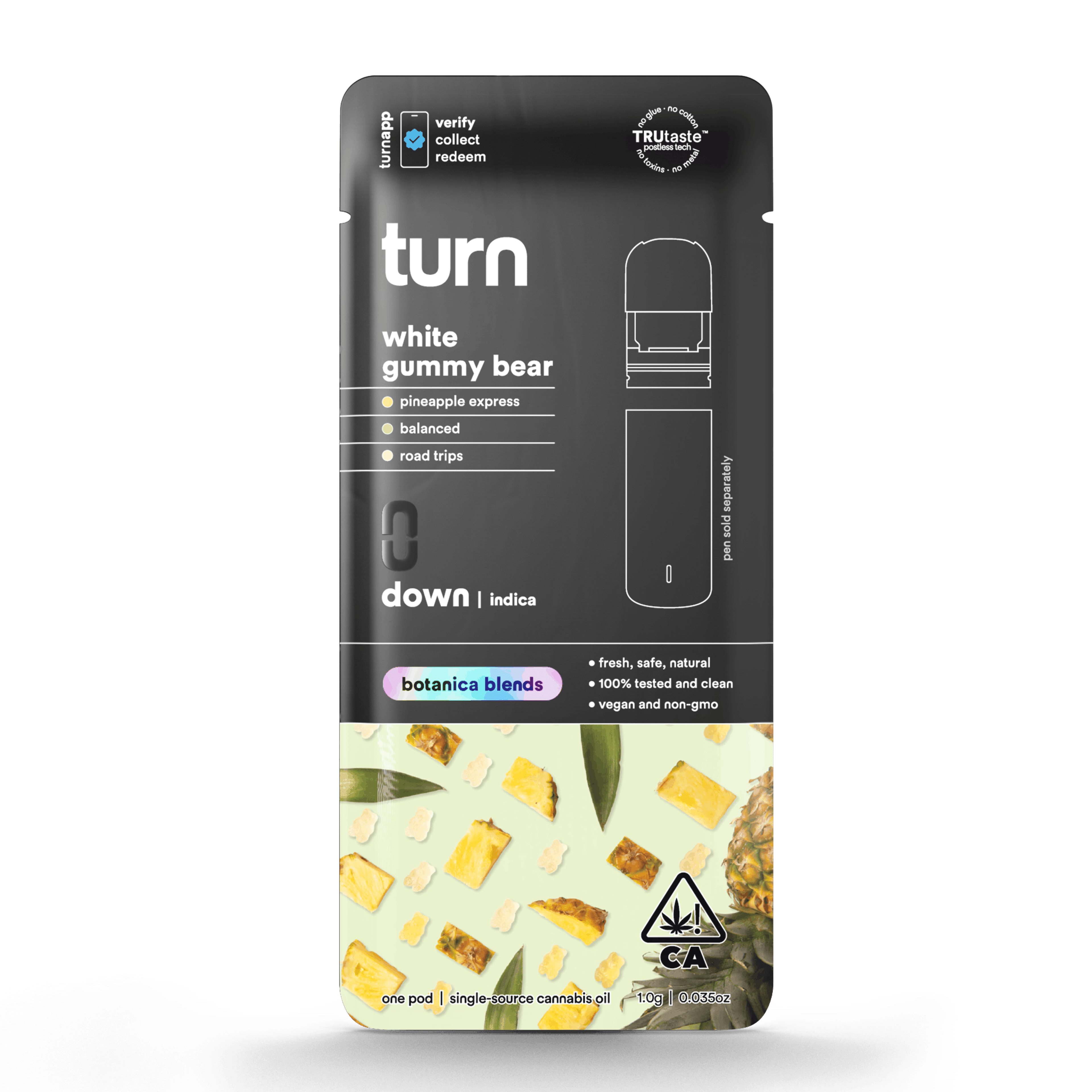 1.0g pod | white gummy bear | botanica blends | down | - Turn - 1.0g pod | white gummy bear Turn - $35 - Vape Pens