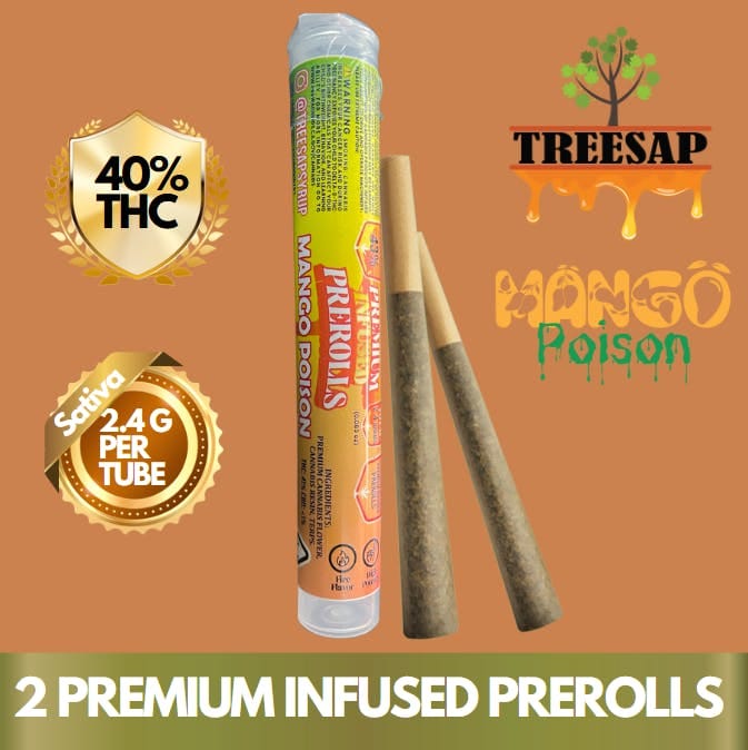 Treesap | 1.2gx2pk - Mango Poison - Infused Pre-Rolls - Treesap -  - $14.75 - Pre-Rolls