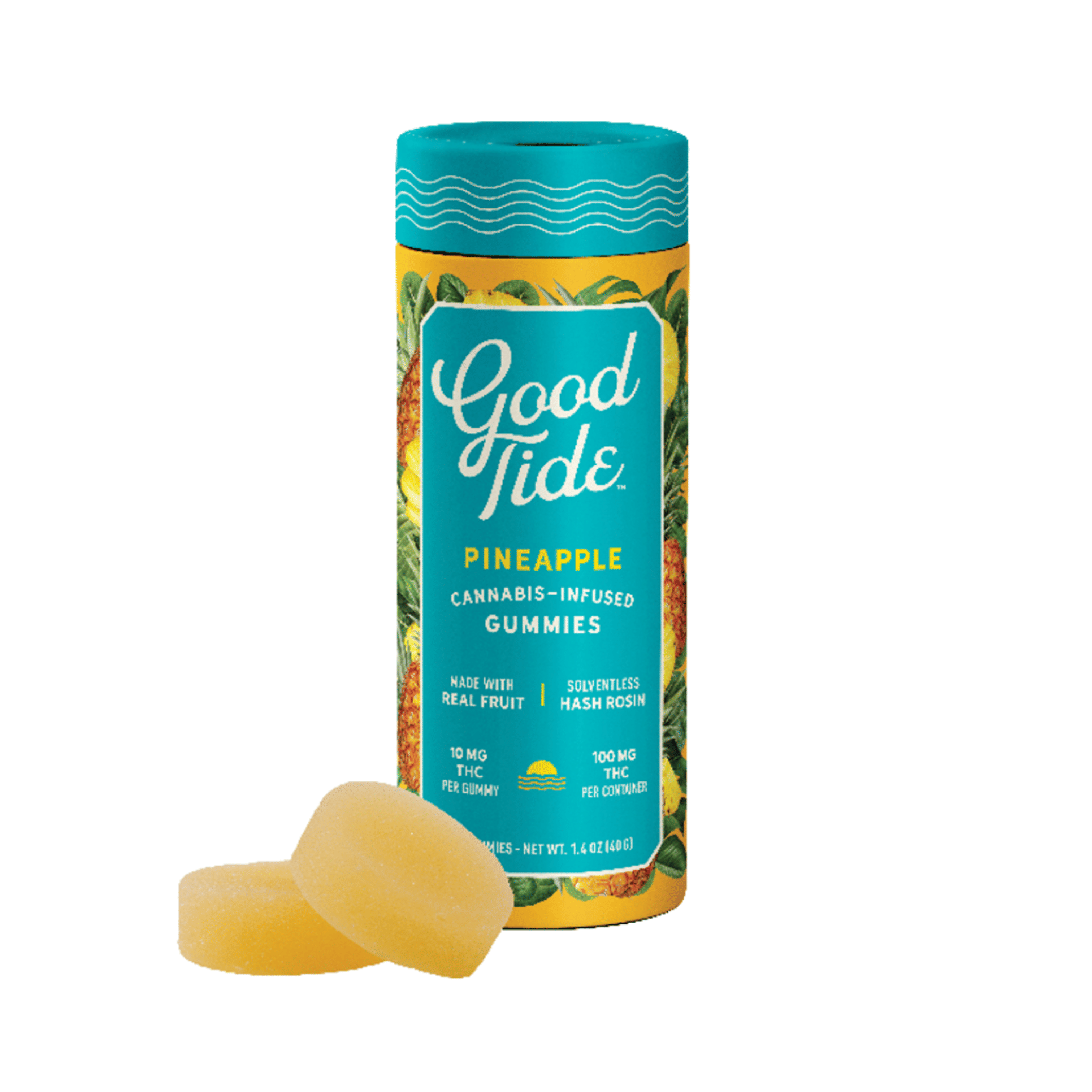 Pineapple Solventless Hash Rosin Gummies | Uplifting - Good Tide -  - $18 - Edibles