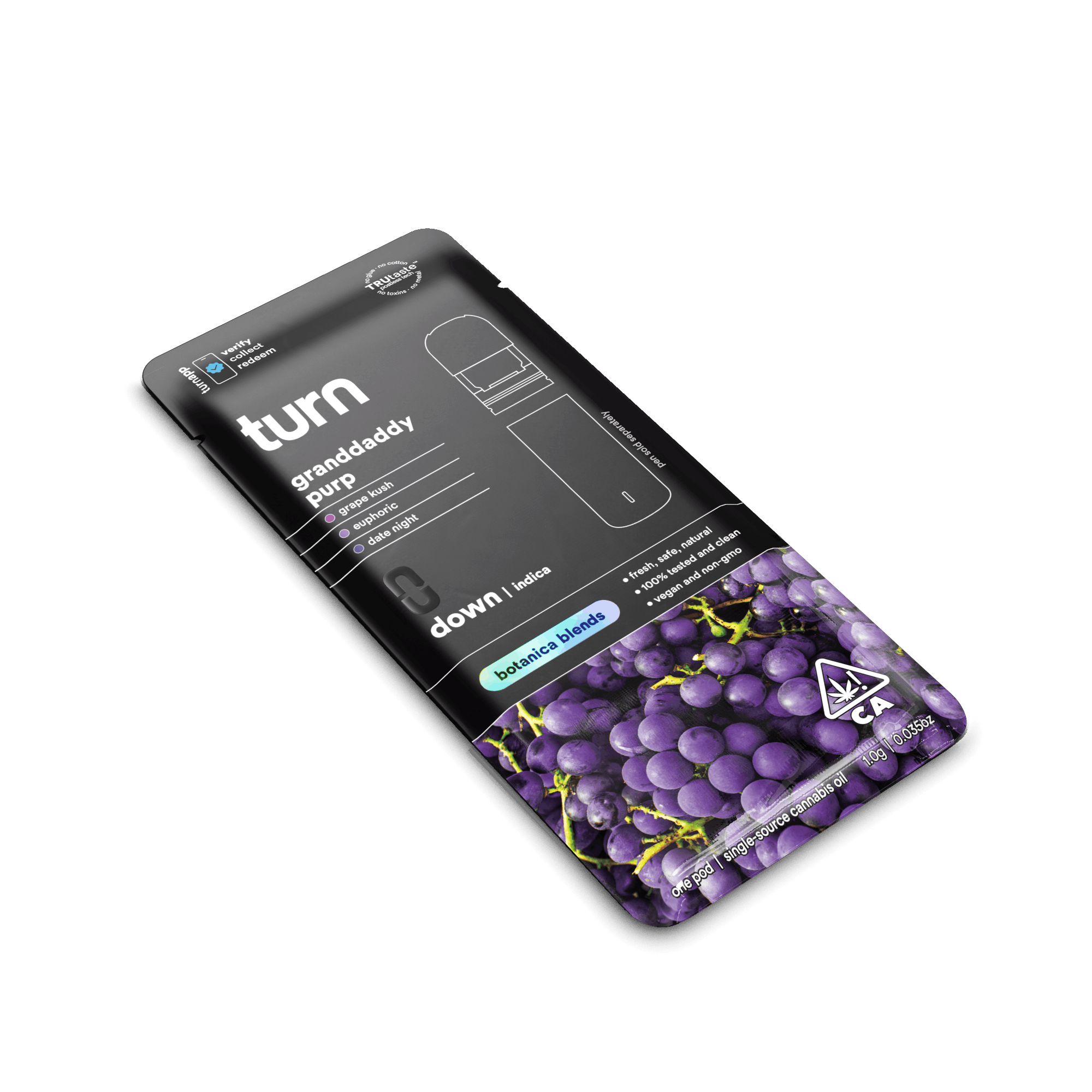 Turn Down Botanica Blends POD | 1g - Granddaddy Purp - Indica - Turn -  - $26 - Vape Carts