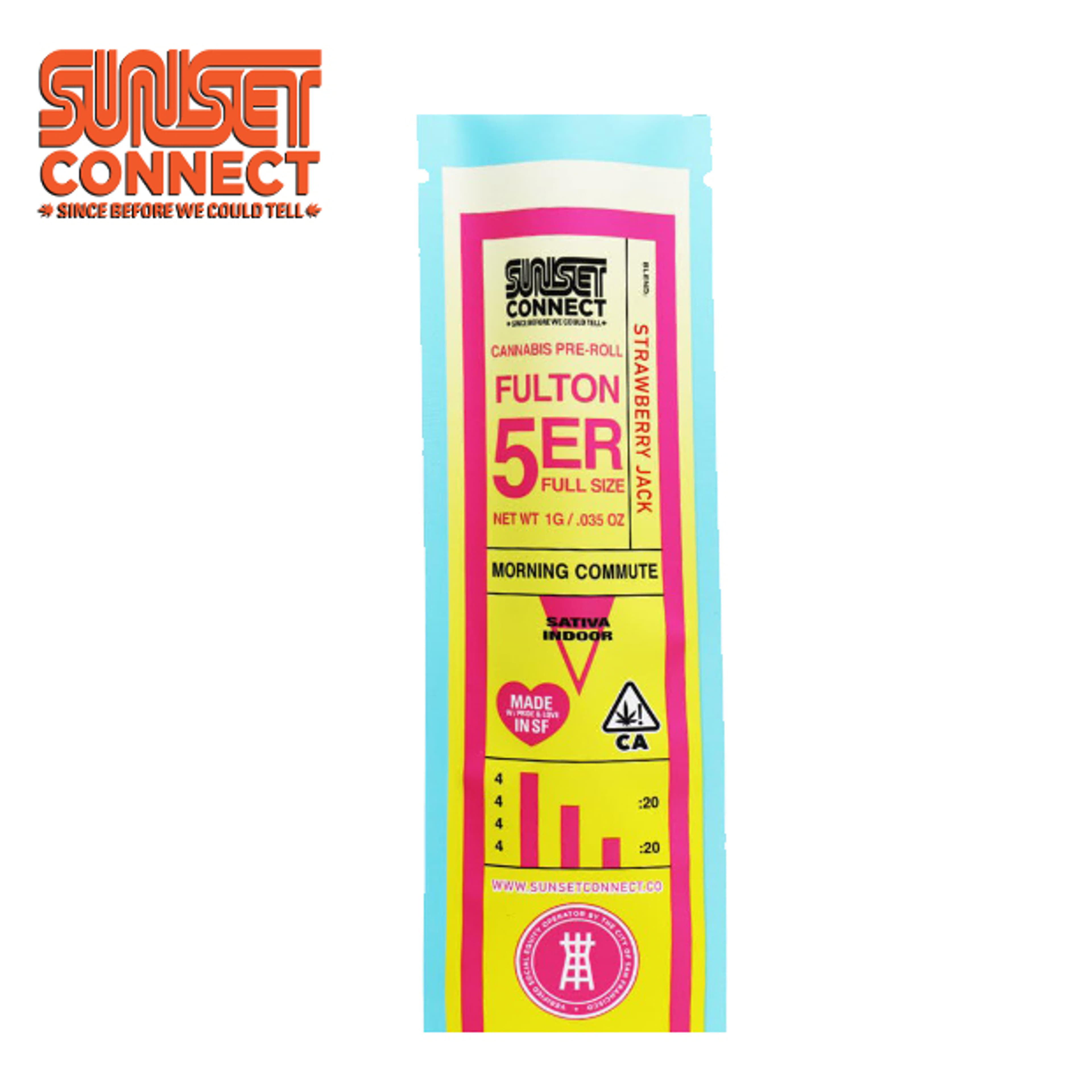 Sunset Connect (Fulton 5'er) - Strawberry Jack - Pre-Roll - 1g - Sunset Connect - - $5.26 - Pre-Rolls