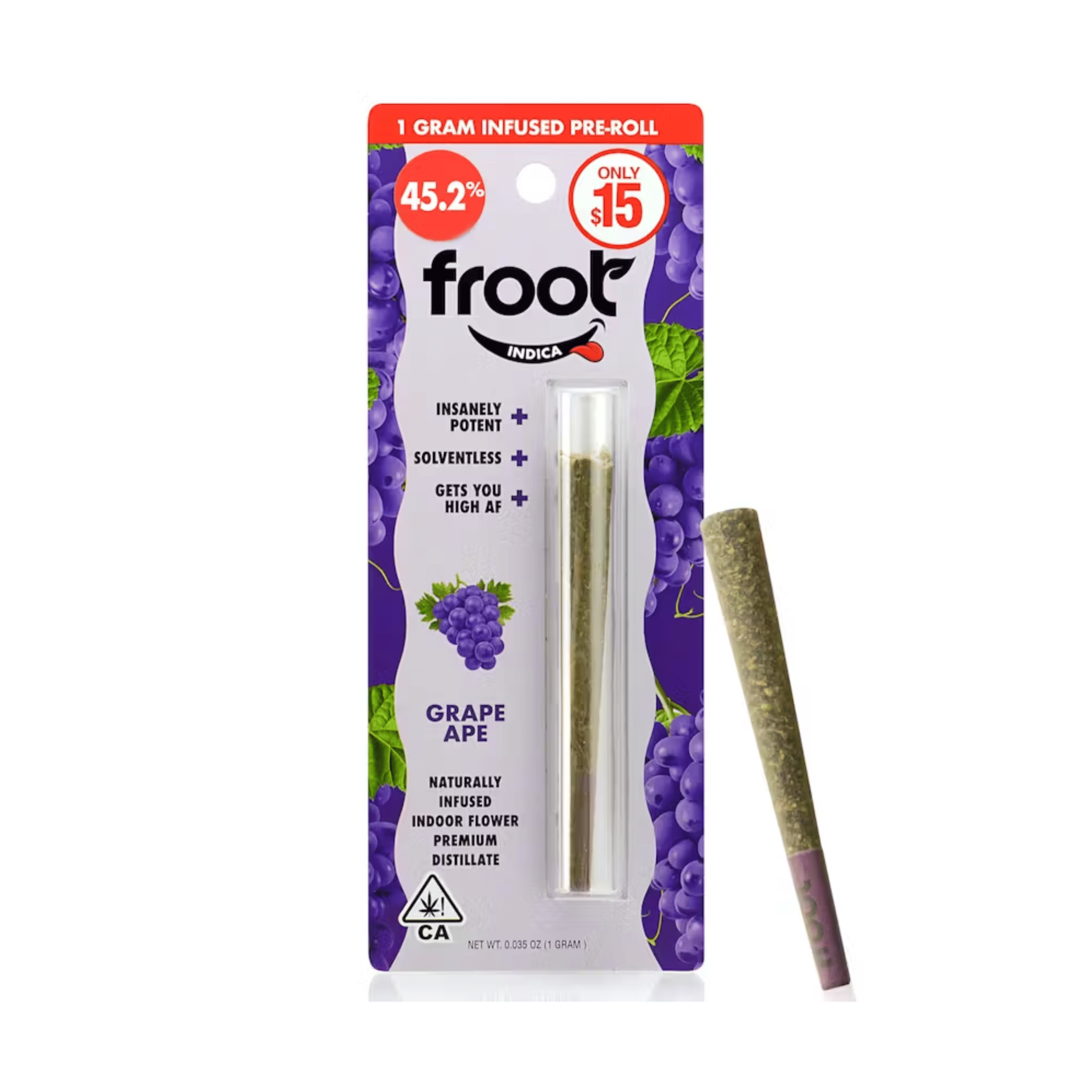 Grape Ape Infused Pre-Roll - 1g - Froot - - $15 - Infused Pre-Rolls