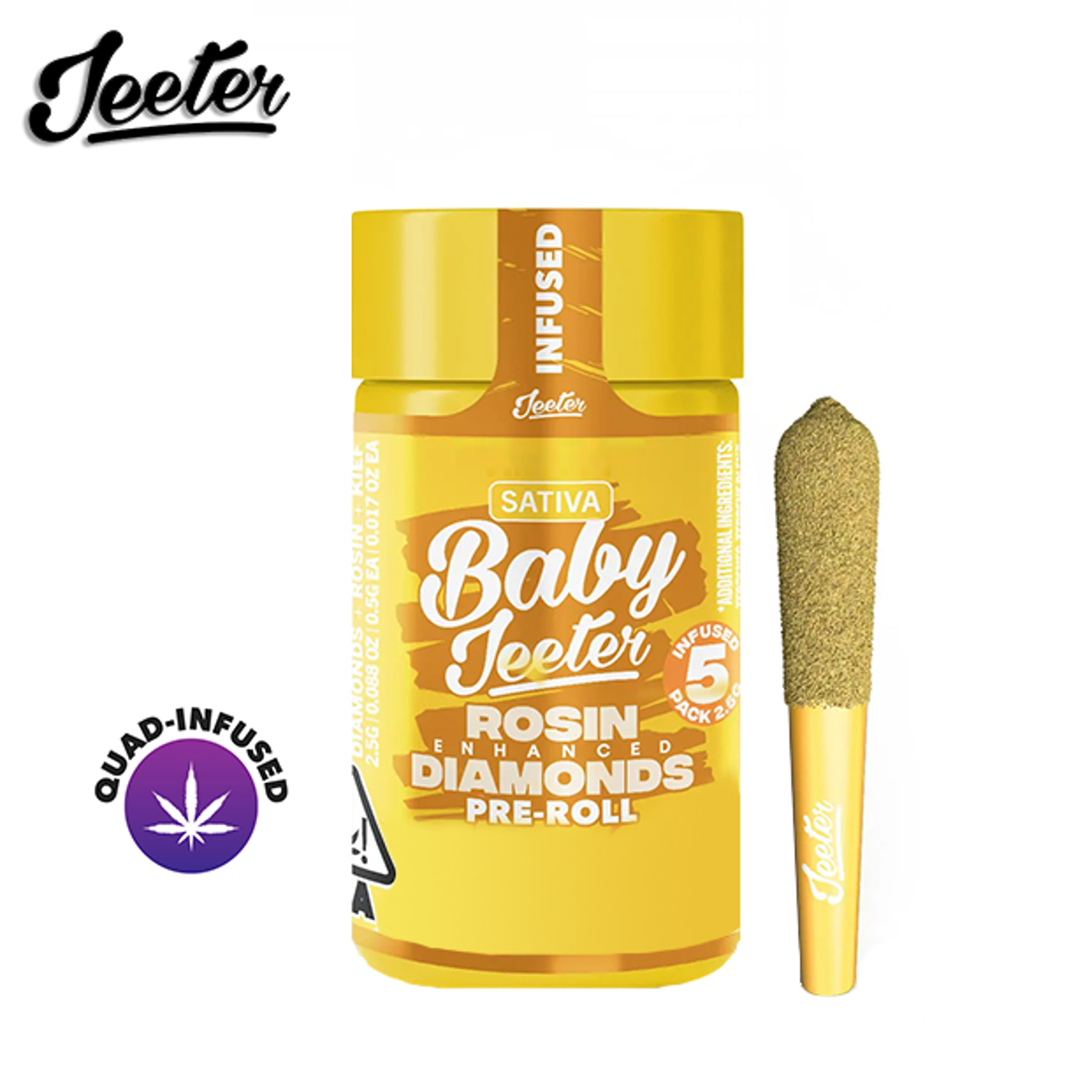Baby Infused Jeeter - Honeydew - Rosin Enhanced Diamonds Pre-Rolls - (5 Pack) - 2.5g - Jeeter - Rosin Enhanced - 5pk - $29.99 - Pre-Rolls