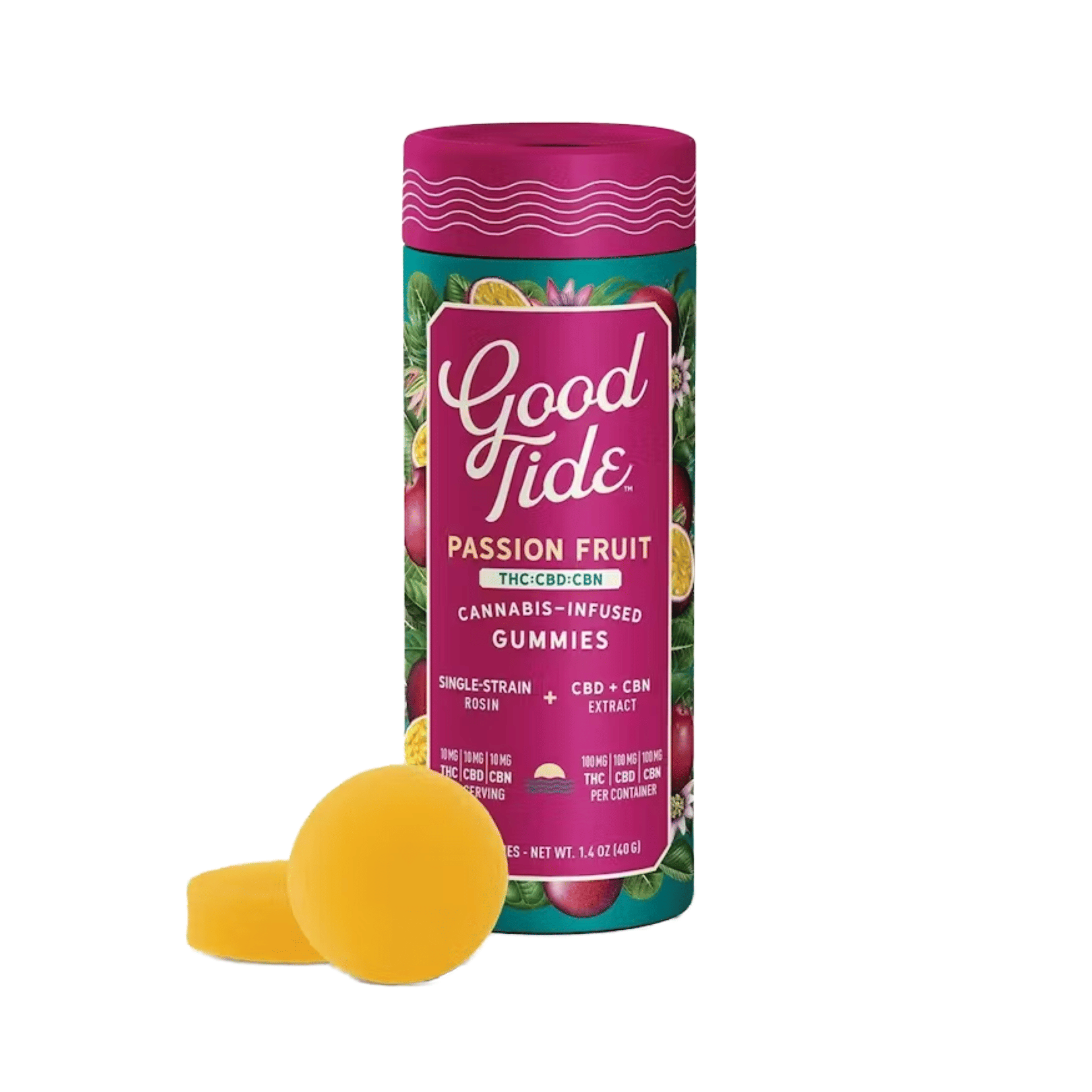Passion Fruit Solventless Hash Gummies | Sleep - 1:1:1 THC:CBD:CBN - Good Tide - - $22 - Edibles