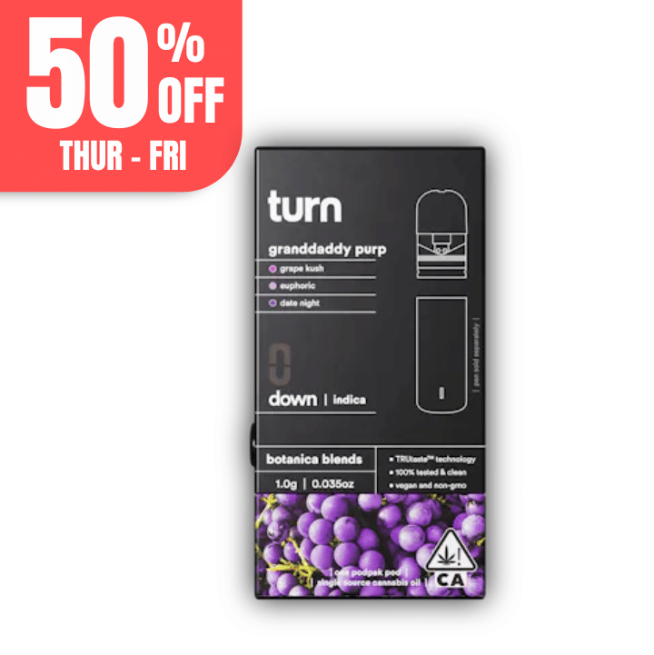 Turn Down Botanica Blends POD | 1g - Granddaddy Purp - Indica - Turn -  - $26 - Vape Carts