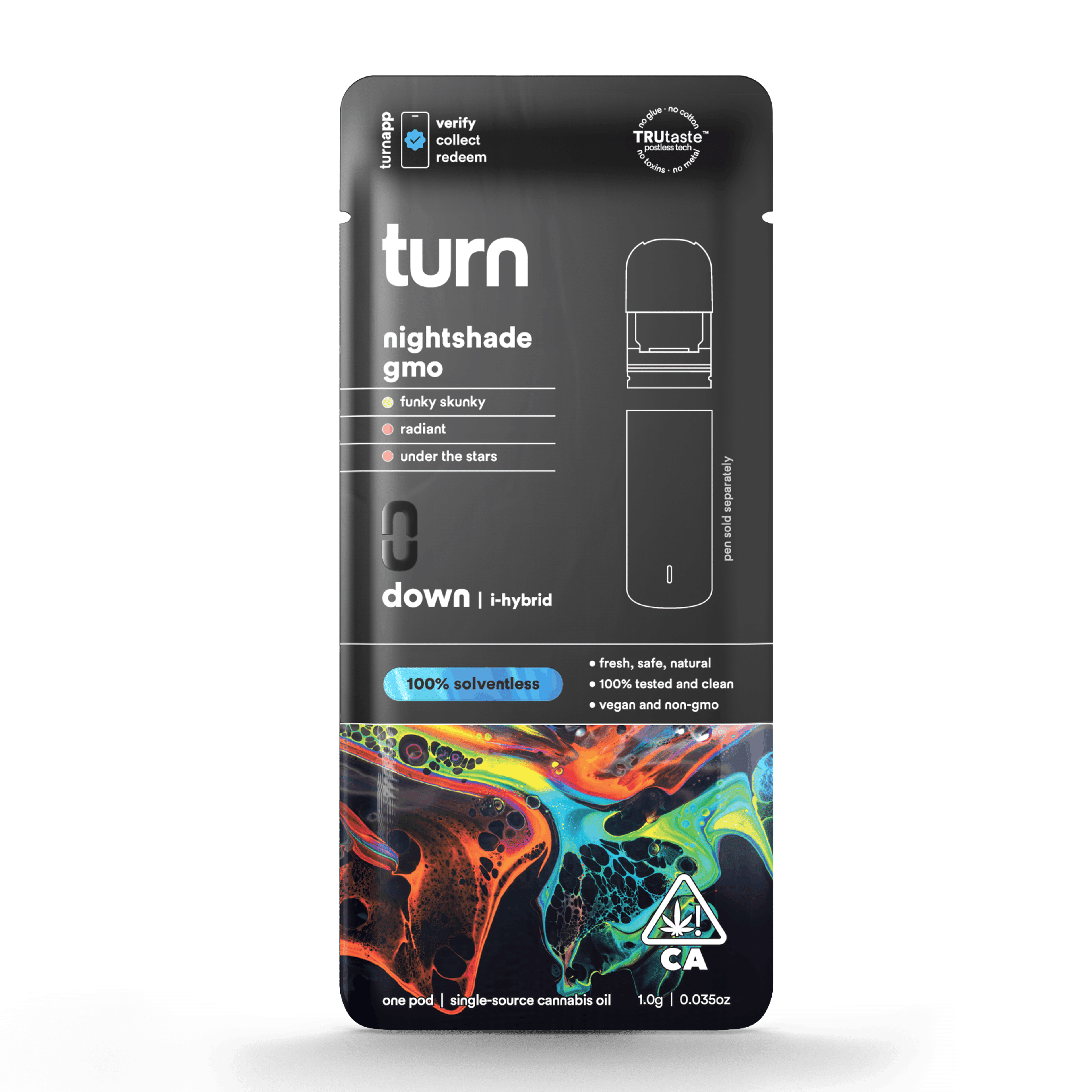 turn: 0.5g pod | nightshade gmo | 100% solventless | down | - turn - - $50 - Pods