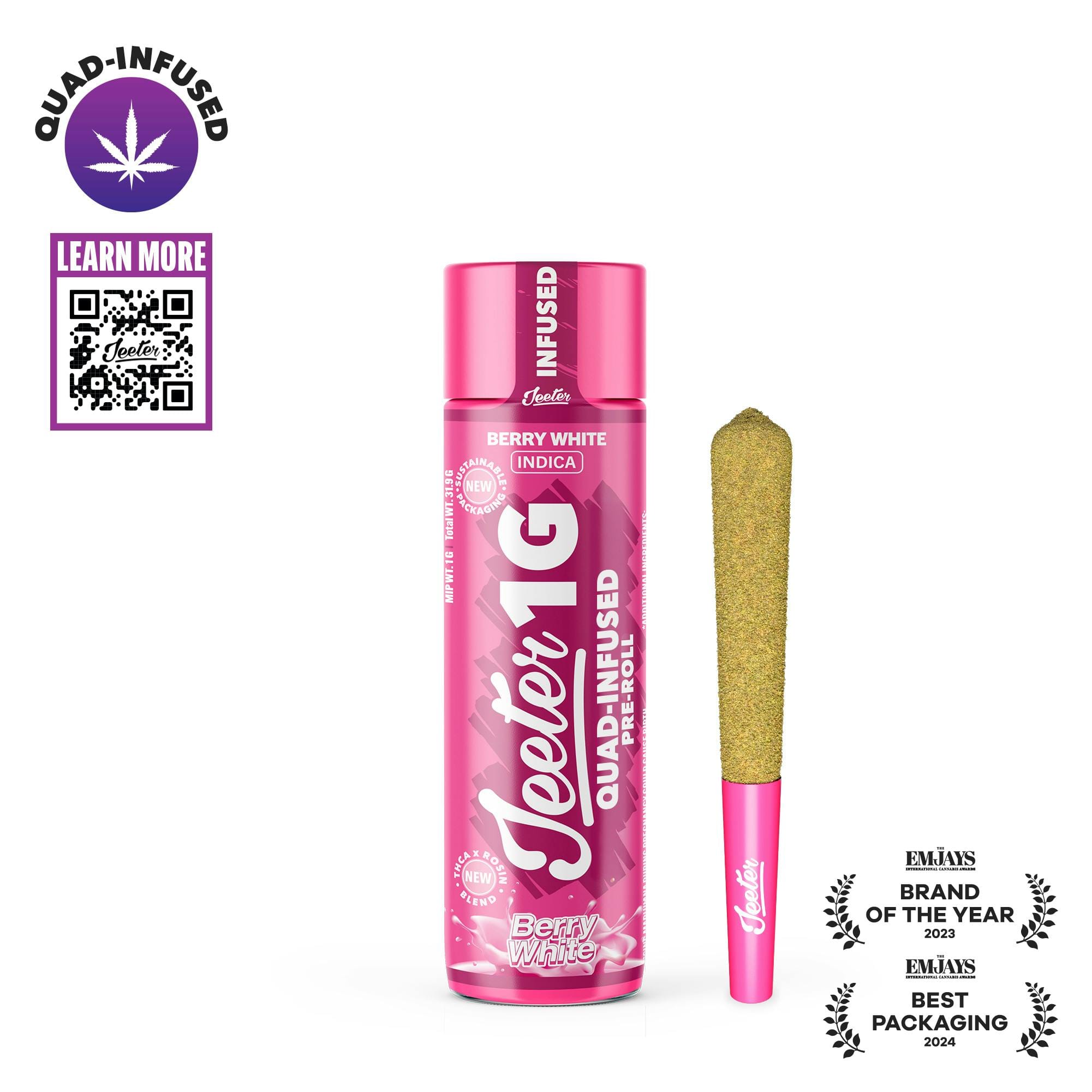 Berry White Quad-Infused Joint  - 1g - Jeeter -  - $20 - Infused Pre-Rolls