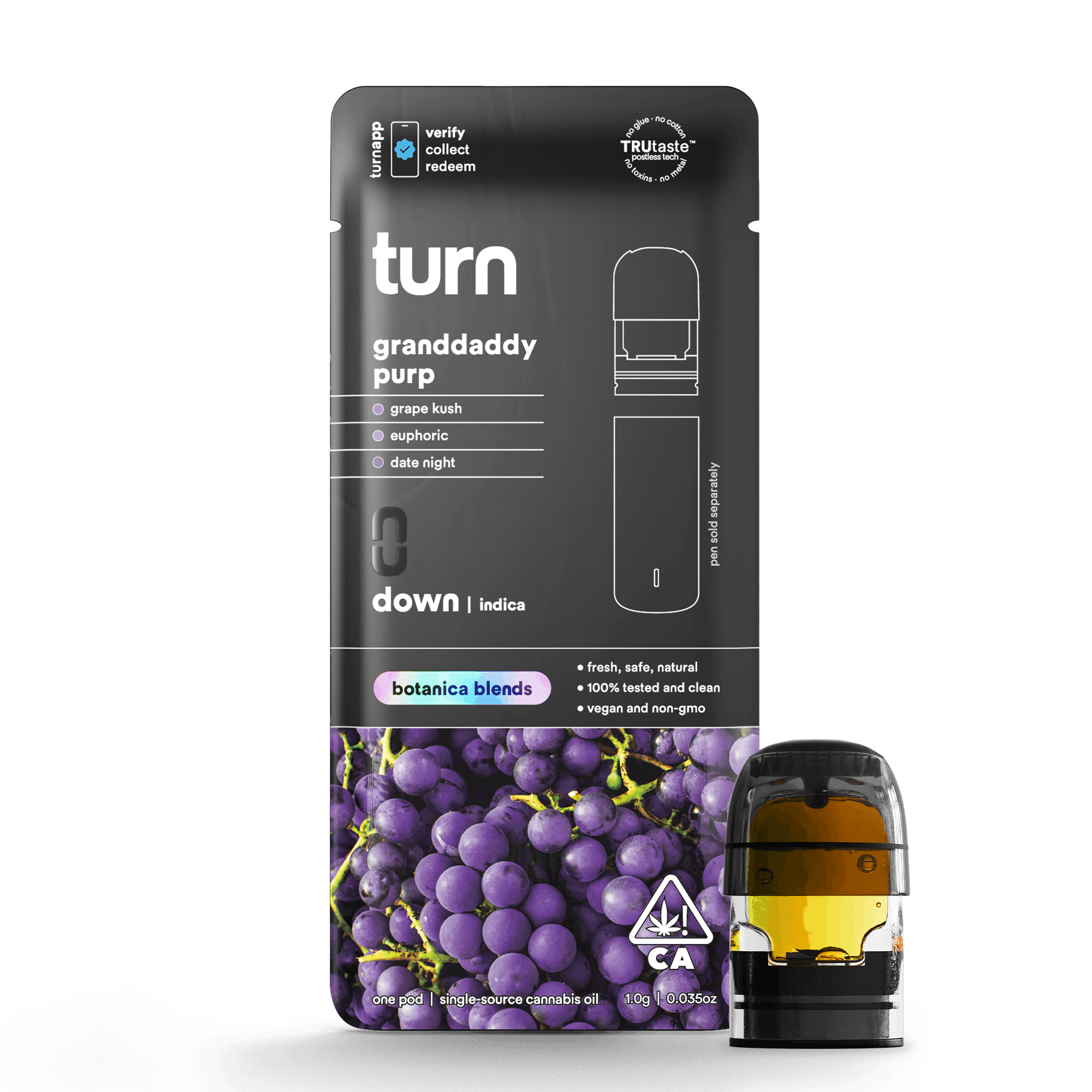 Turn Down Botanica Blends POD | 1g - Granddaddy Purp - Indica - Turn -  - $26 - Vape Carts