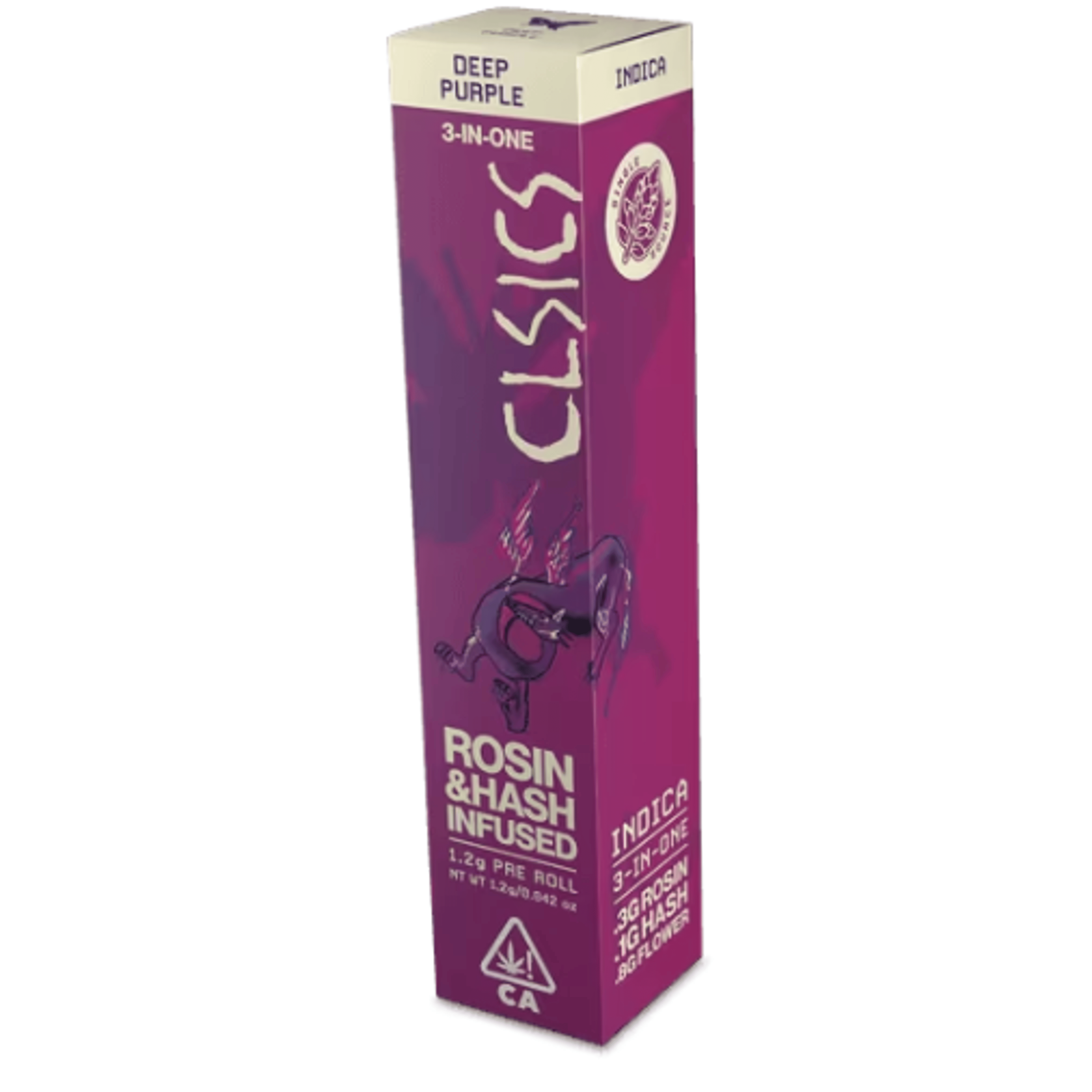 Deep Purple (I) - TRIFECTA 1.2g Hash/Rosin/Flower Infused Pre Roll - CLSICS Rosin & Rosin Infused Pre Rolls - - $17.99 - Preroll