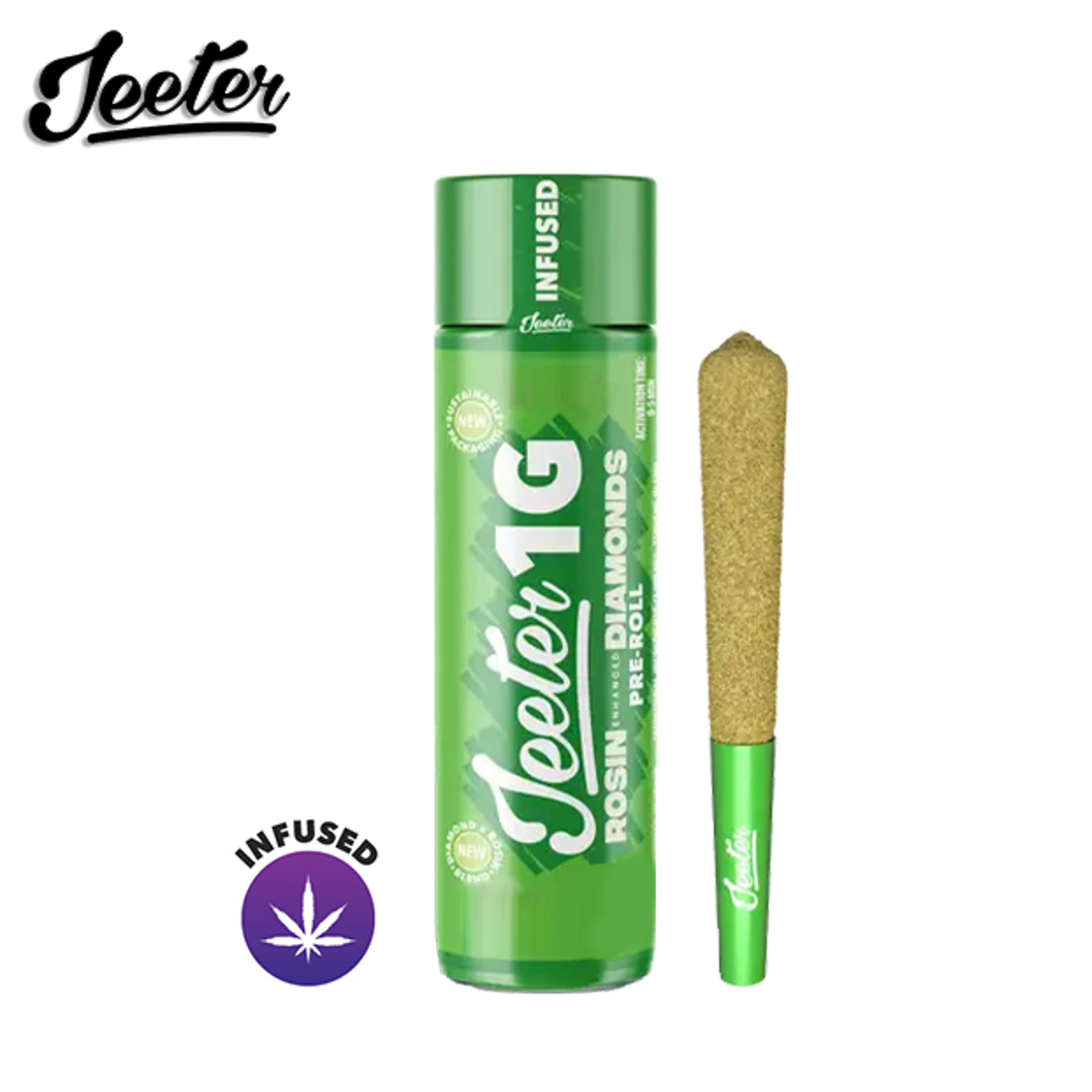 Infused Jeeter - Durban Poison - Rosin Enhanced Diamonds Pre-Roll - 1g - Jeeter - Rosin Enhanced 1g - $13.99 - Pre-Rolls