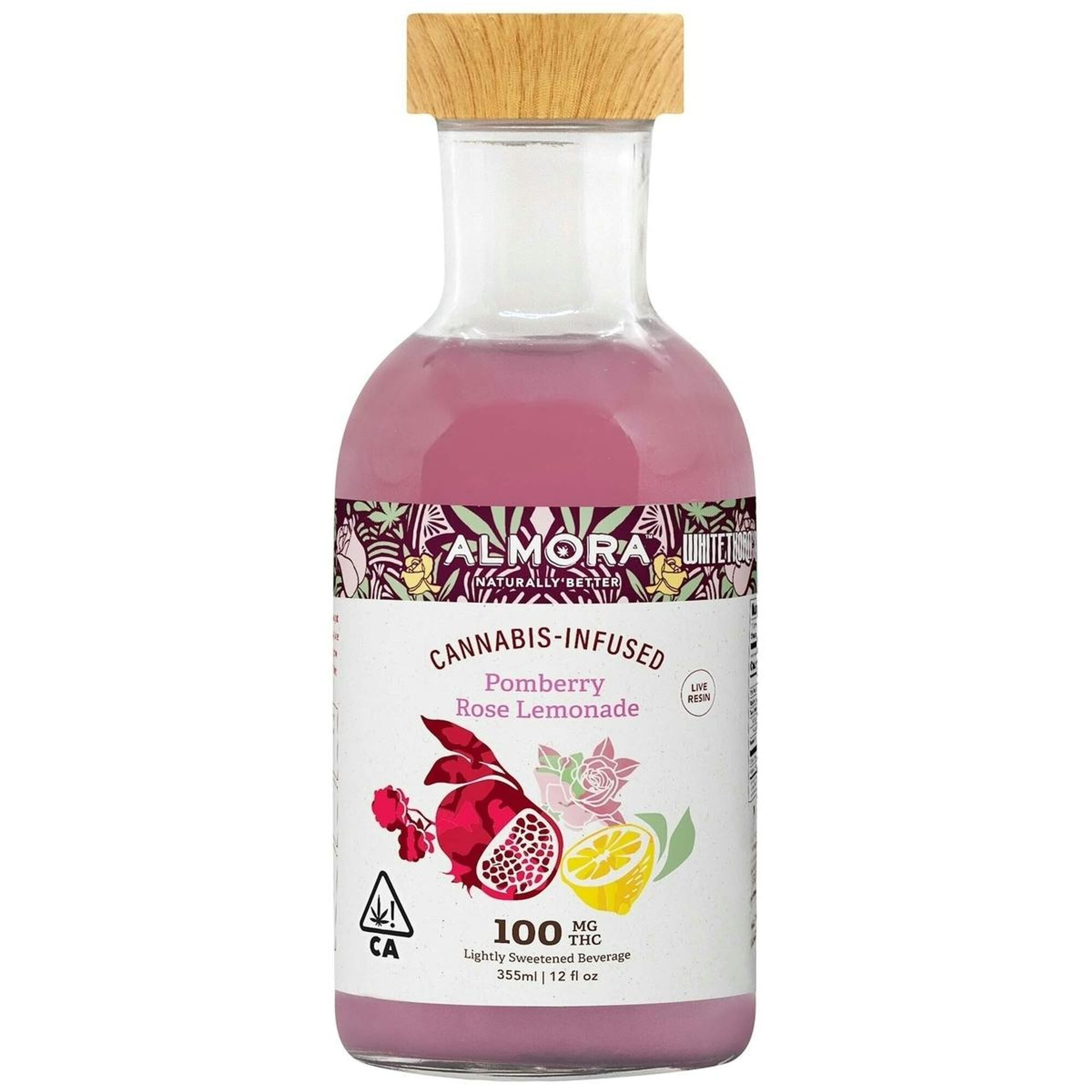 THC Pomberry Rose Lemonade | 12oz Bottle Beverage - Whitethorn Rose - 100mg - Almora Farm - - $13 - Beverages/Drinks