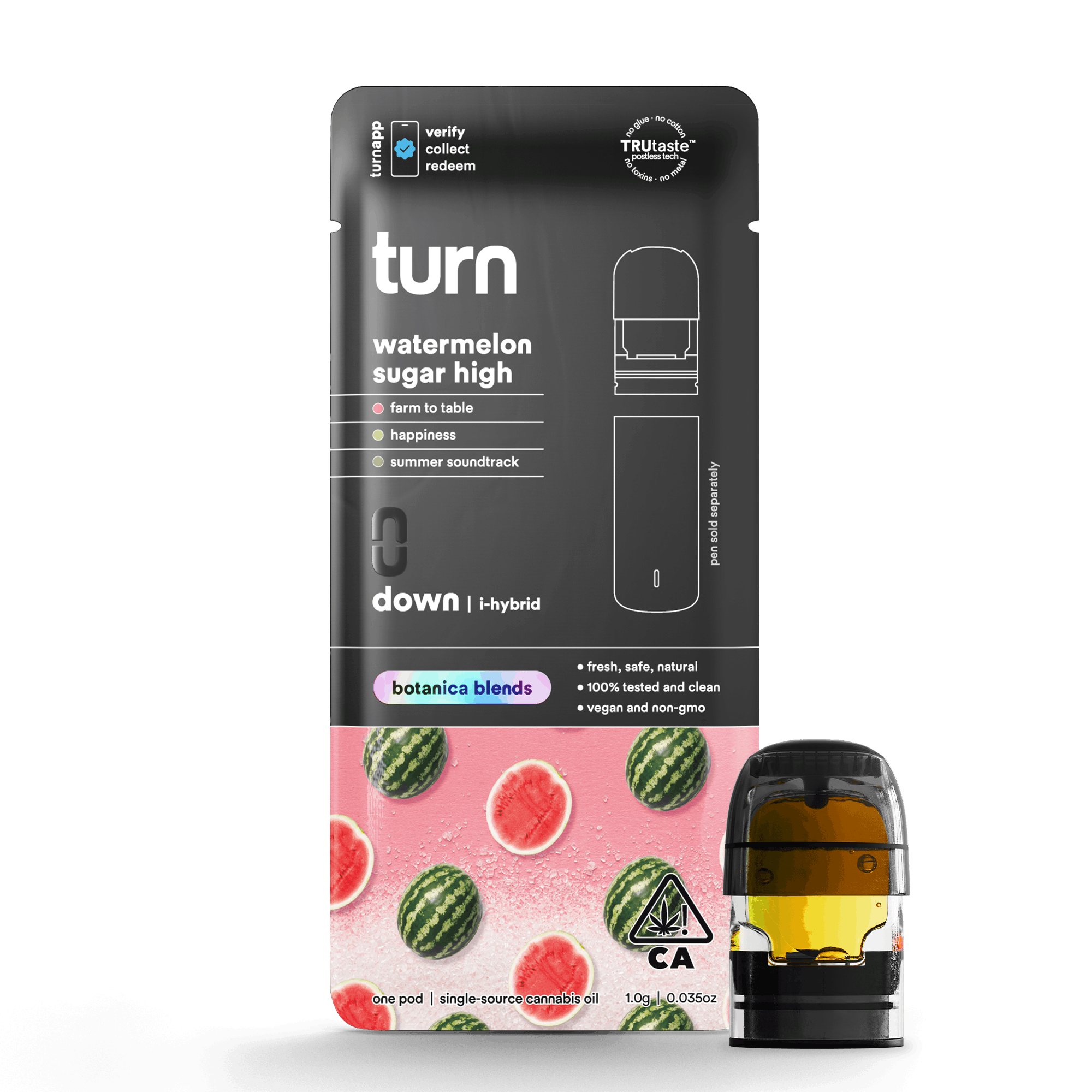 1.0g pod | watermelon sugar high | botanica blends | down | - Turn - 1.0g pod | watermelon sugar high Turn - $35 - Vape Pens