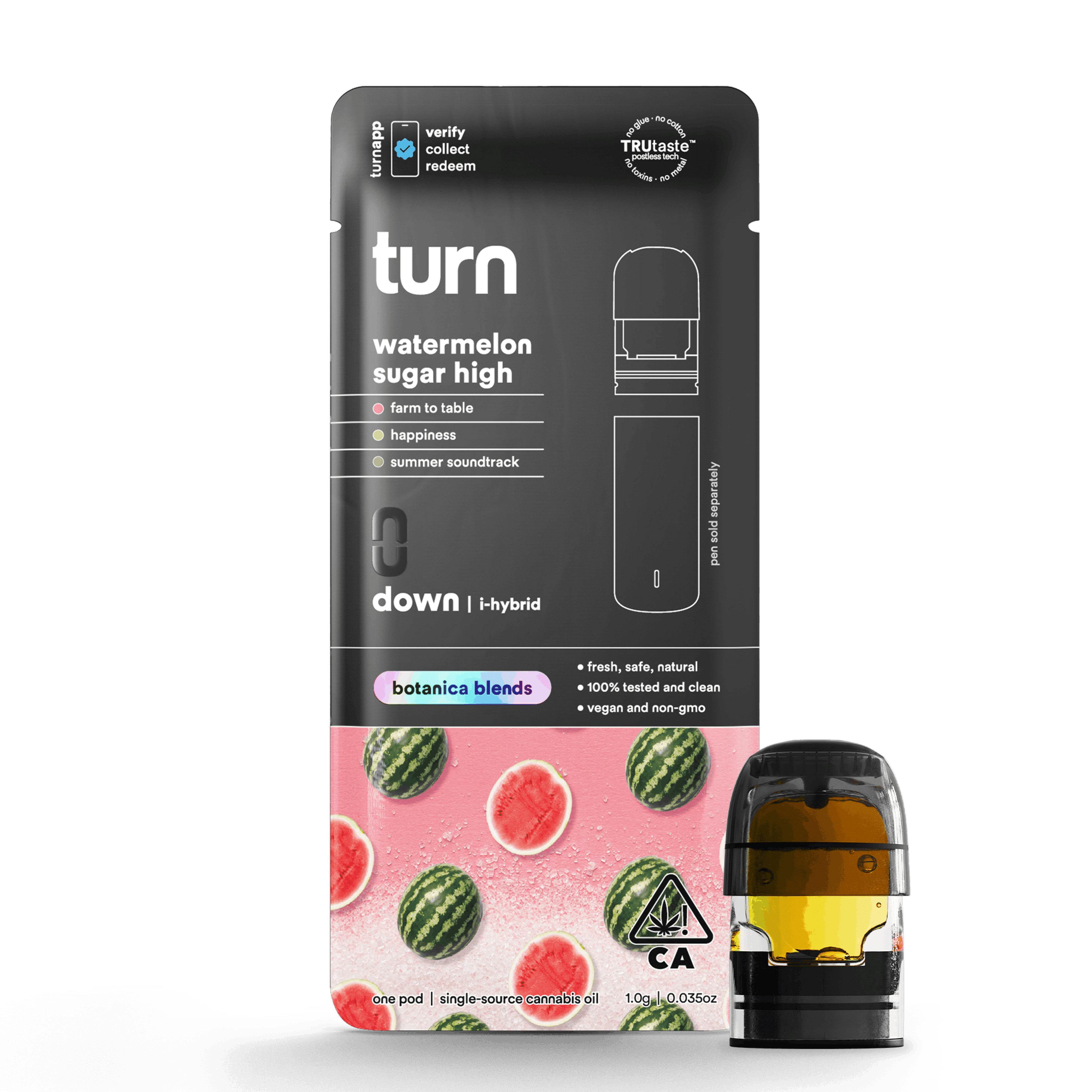 1.0g pod | watermelon sugar high | botanica blends | down | - Turn - 1.0g pod | watermelon sugar high Turn - $35 - Vape Pens