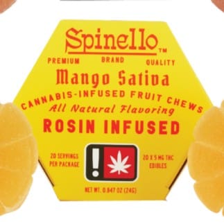 Spinello — Mango - Sativa Fruit Chews 100mg - Made with Heritage Hash Co. Rosin