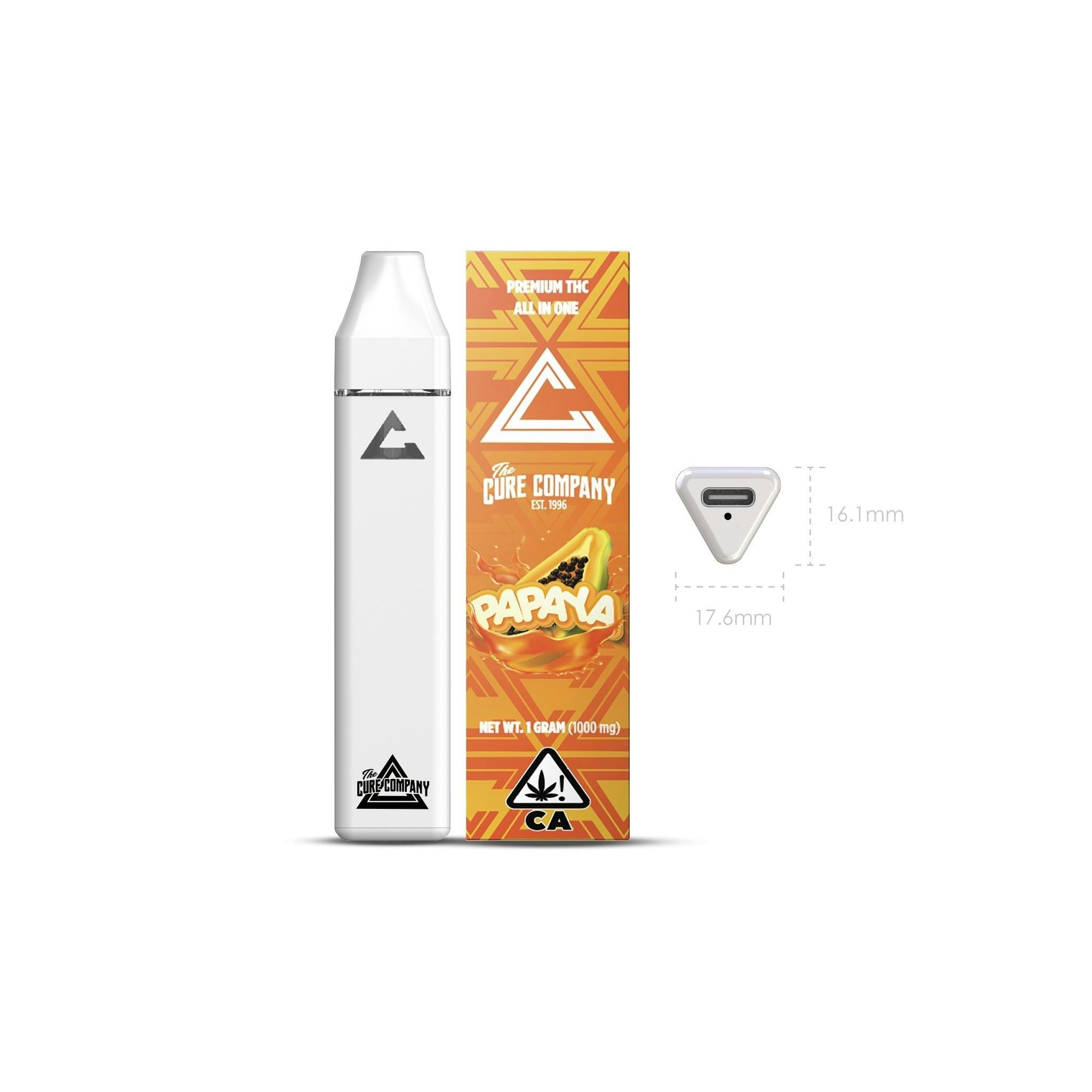 Papaya 1g AIO Vape Pen - The Cure Company -  - $20.17 - Vapes