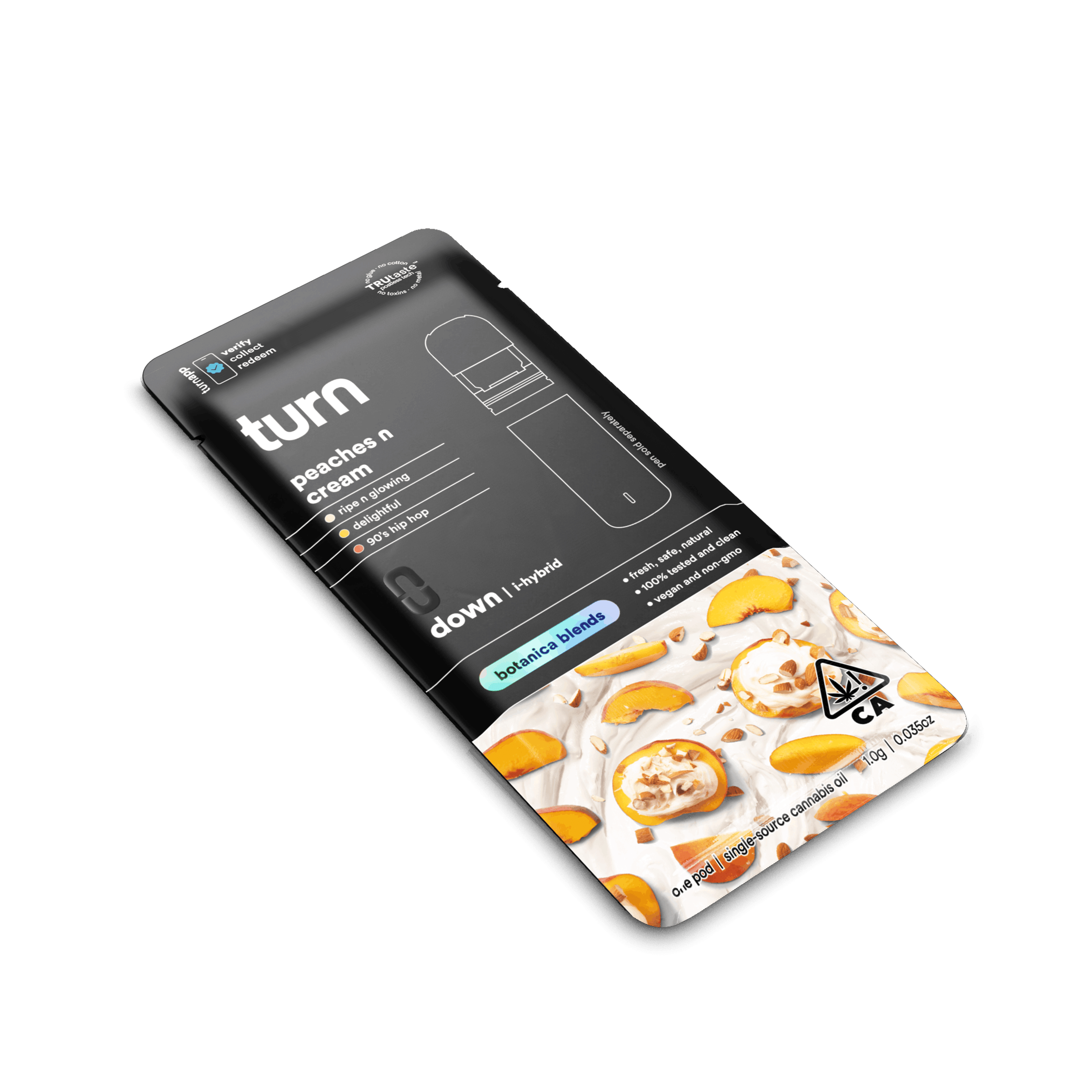 Turn Down Botanica Blends POD | 1g - Peaches N Cream - Indica Hybrid - Turn - - $26 - Vape Carts