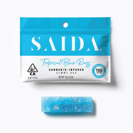 SATIVA Tropical Blue Razz 100mg Gummy Bar - SAIDA -  - $8.05 - Edibles